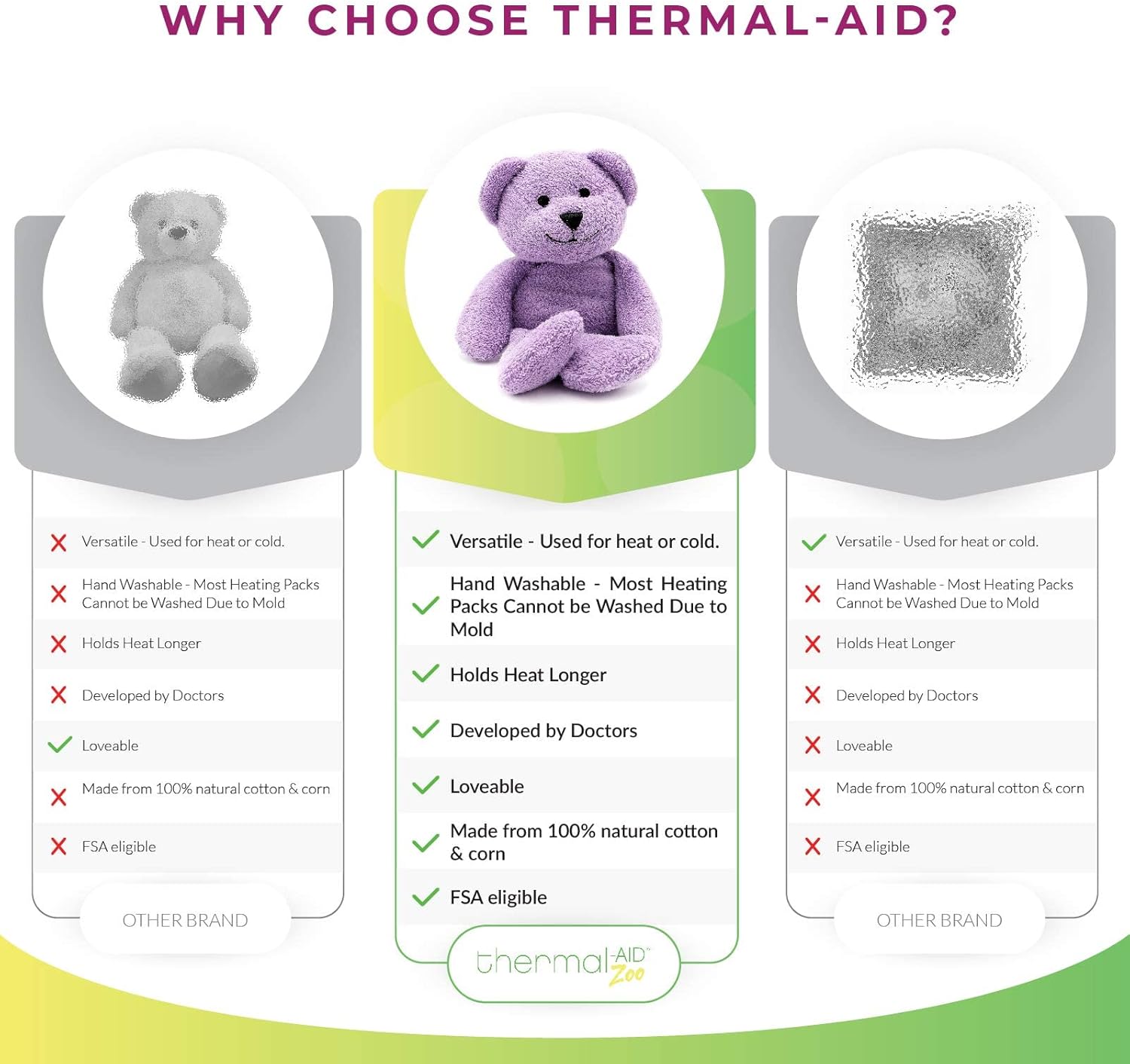 Thermal-Aid® (Tumble The Lavender Bear) – Washable Heating Pad & Ice Pack for Kids – Microwave & Freezer Safe, Plush Hot/Cold Pack with Natural Corn Filling – Reusable Comfort - Image 3