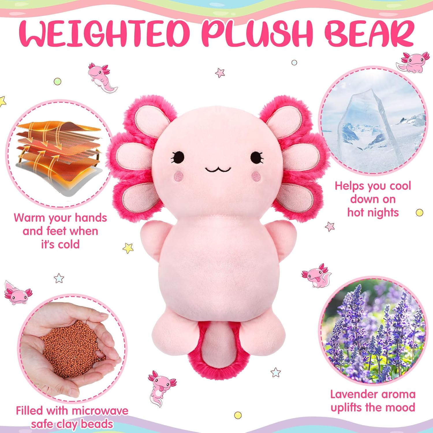 Realspring Heatable Coolable Stuffed Animals Gifts for Kids Plush Microwavable Heating Pad Lavender Scented Cute Plushie Birthday Gift for Adults Soothing Warmth Comfort Heating Pad - Image 4