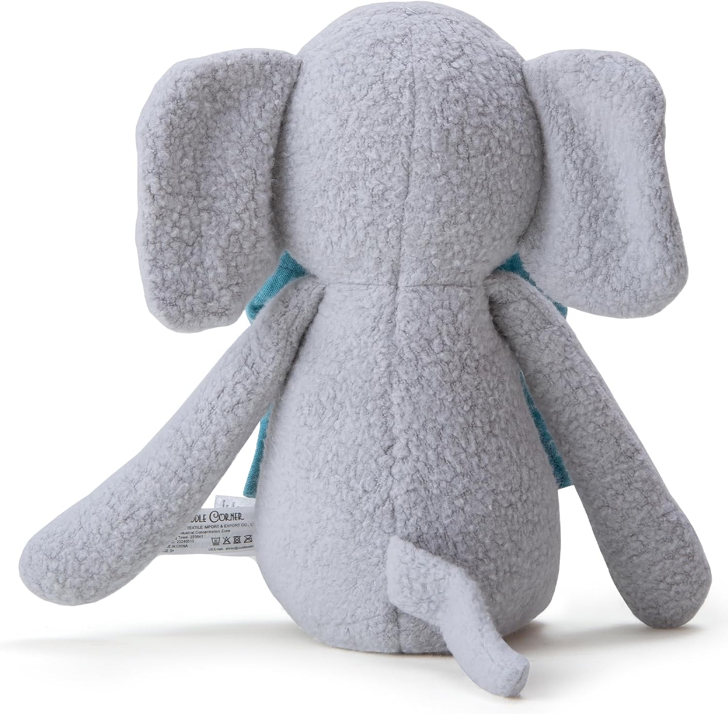 Stuffed Animal Organic Cotton Baby Plush Toys, 9” Organic Sitting Elephant with Rattle Soft Cuddly Toy for Boys and Girls - Image 5