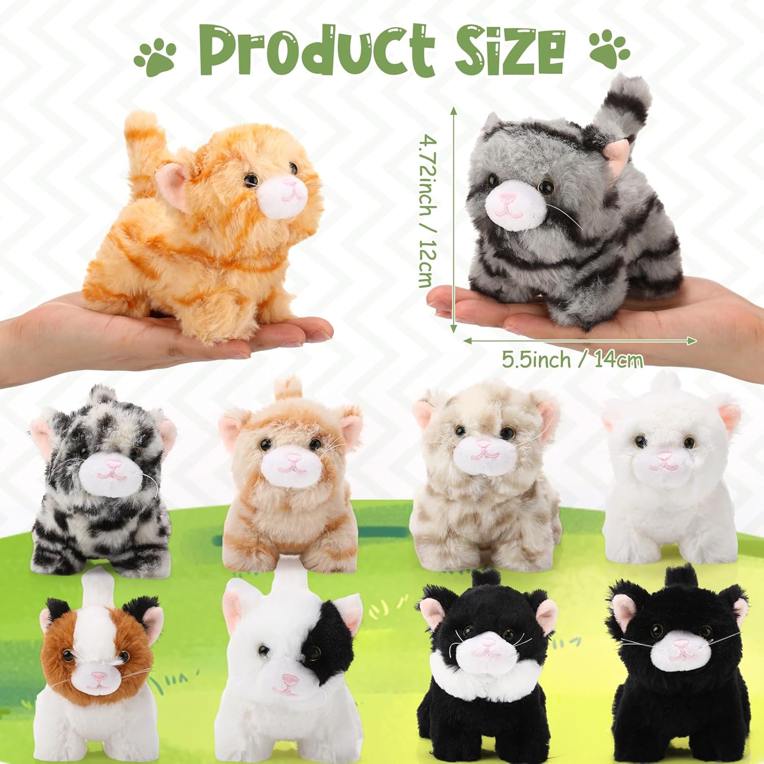 Lenwen 10 Pcs Cat Stuffed Animals Bulk Soft Cuddly Kitten Plush Sets Kittens Assorted Fluffy Stuffed Cats for Kiddos Birthday Gift Pet Party Favors Stuffers(Standing Style) - Image 2