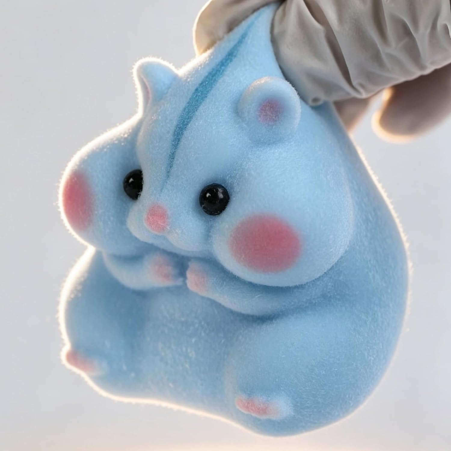 Handmade Taba Squishy Hamster Toy, Cute Squishy Hamster Fidget Toy, Realistic Hamster Toy, Soft Silicone Mochi Furry Toy, Stress Relief Gift for Adults & Kids, Sensory Anxiety Plushie (Blue) - Image 8