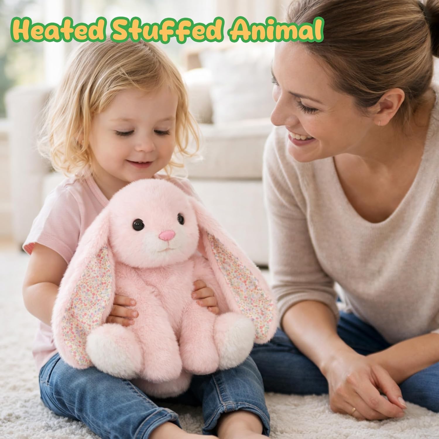Easfan Weighted Stuffed Animals, Heated & Coolable Weighted Plush Toy Microwavable Lavender Scented Toys Cute Soft Plushies, Bunny Gifts for Adults & Kids,12 inch - Image 8