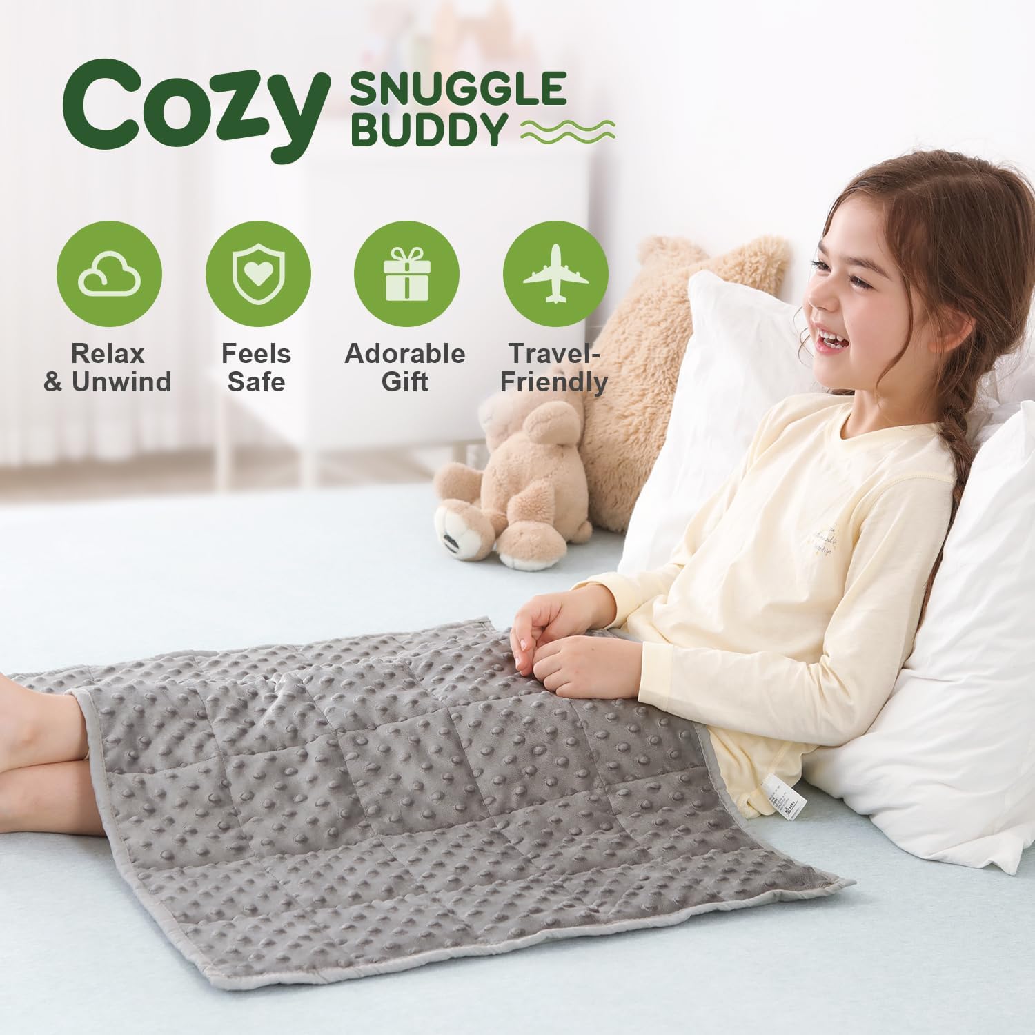 Sivio Weighted Lap Blanket, Weighted Blankets,Soft and Cozy Cooling Heavy Blanket, Calm and Nap, School and Home,2lbs 20 x 30inches, Grey - Image 2