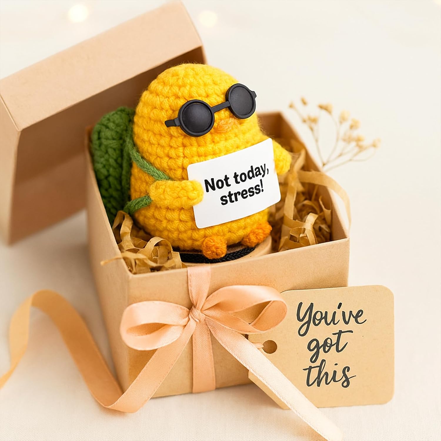 for Mom, Birthday Gift for Her Him, Positive Crochet Animals with 10 Affirmation Cards – Cute Emotional Support Duck Desk Decor Inspirational Gift for Women Coworkers Friends - Image 7