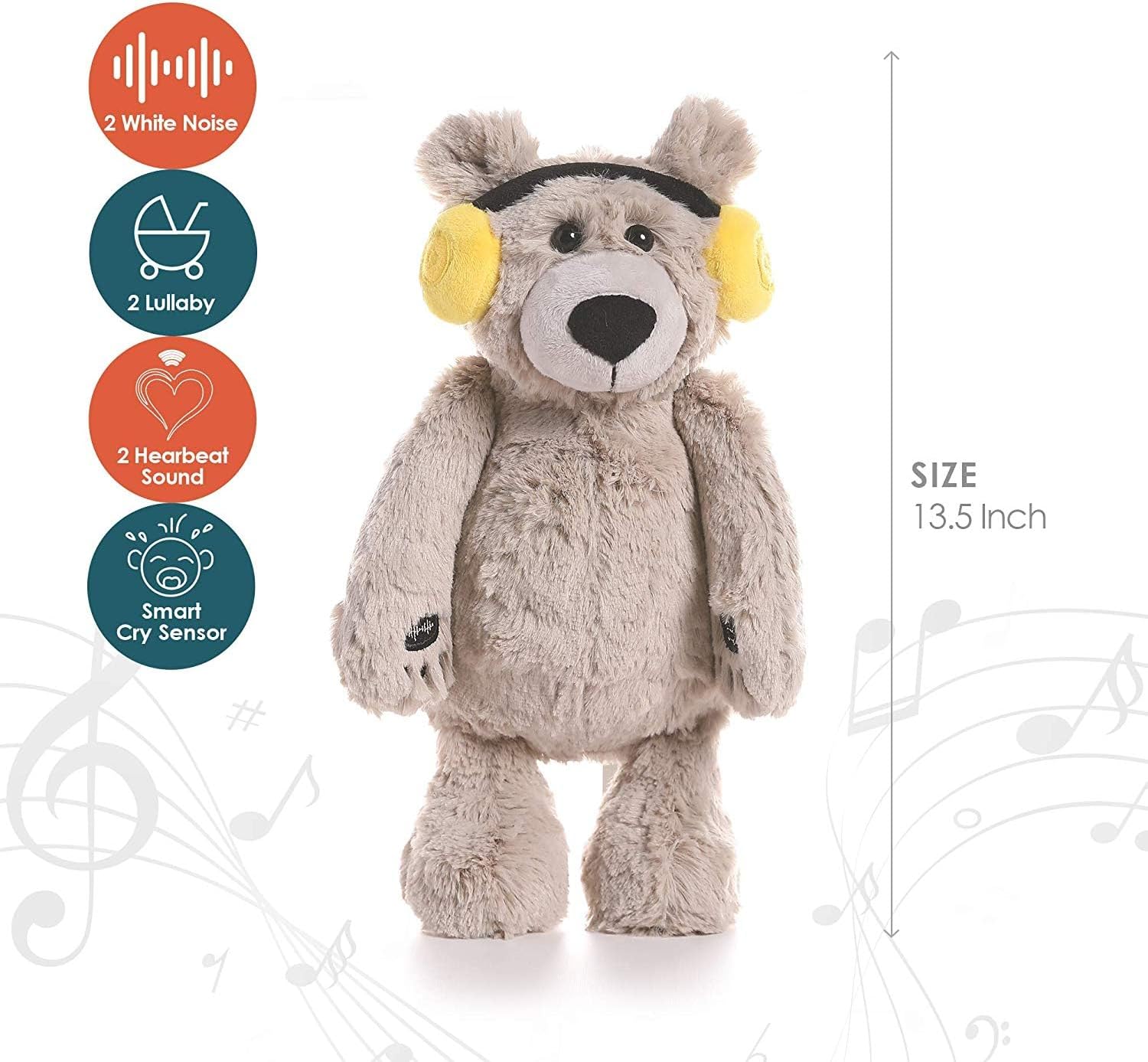 BEREST Baby Sleep Soother Cry Activated Sensor Toys, Heartbeat Bear for Babies, Plush Stuffed Animal for Newborn Infants, Babies Toy Vibrating with Mom’s Heartbeat,Baby Shower Gifts for Boys and Girls - Image 6