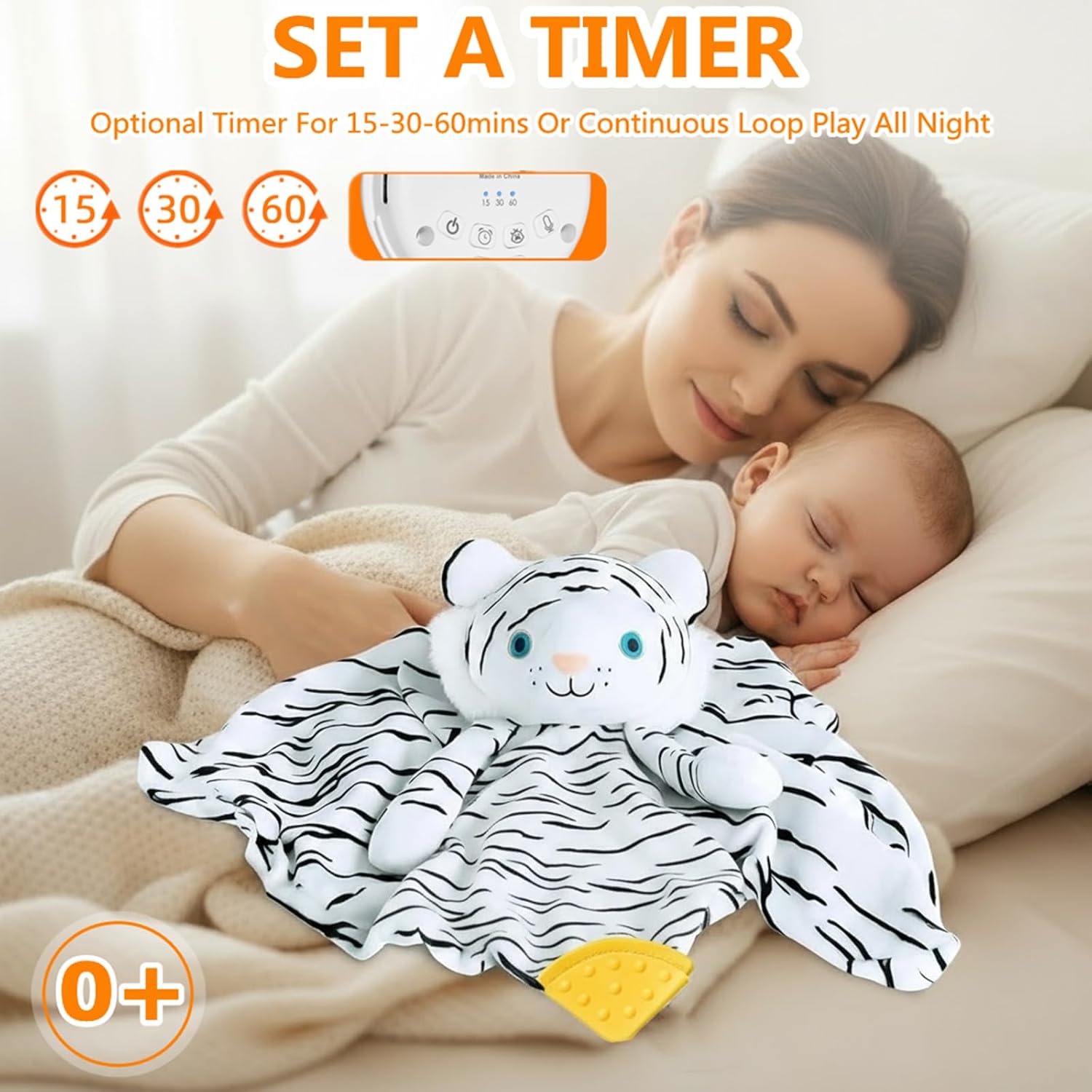BEREST Rechargeable Baby Sleep Soother, 10 White Noises of Heartbeats & Lullabies Infant Sleeping Aid with Cry Sensor at Naptime Routine, Babies Gift Portable Plush Toddler Snuggle Toy Infant Blanket - Image 5