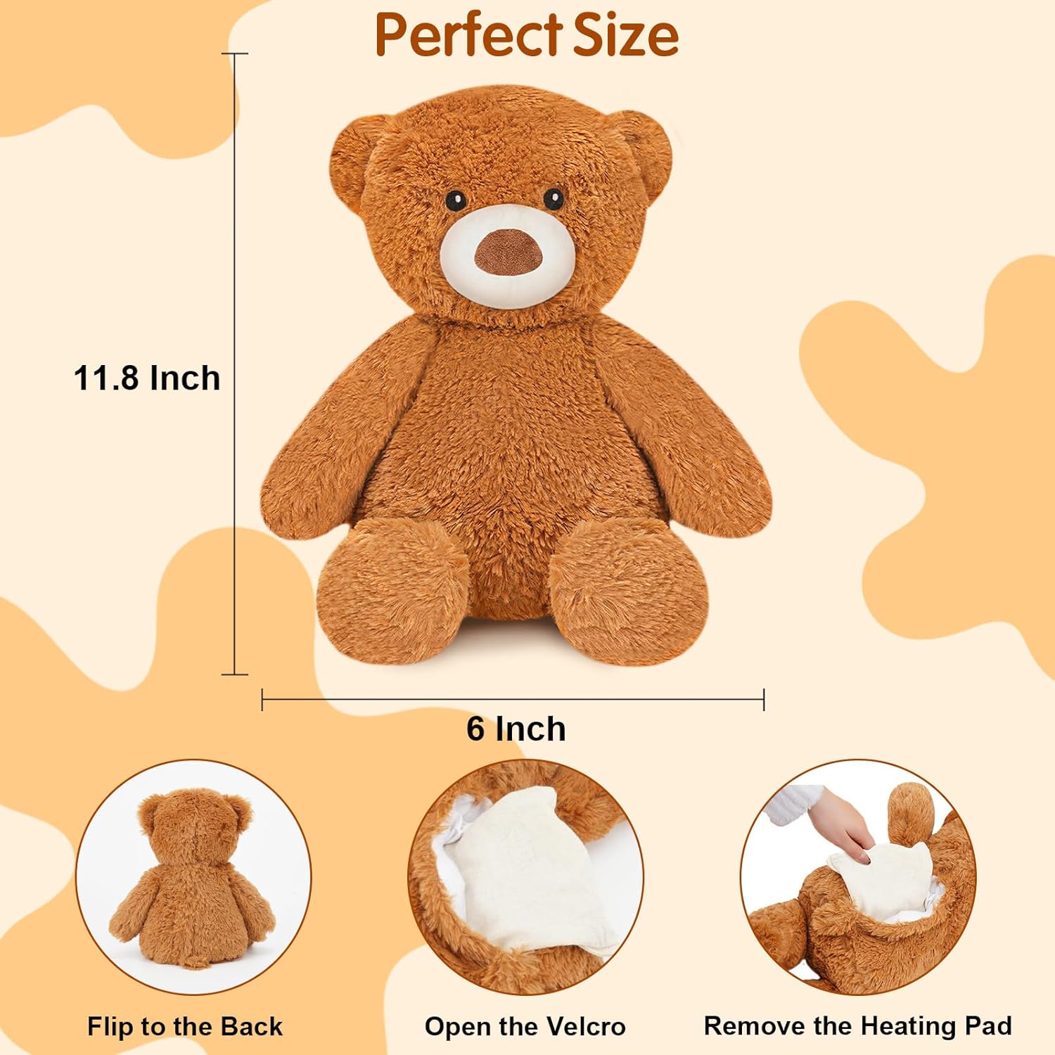 Finebee Weighted Stuffed Animals Bear Plush Heated Microwavable Weighted Plushise Stuffy Lavender Scented Bear Stuffed Animal Calming Gift for Kids and Adults - Image 2