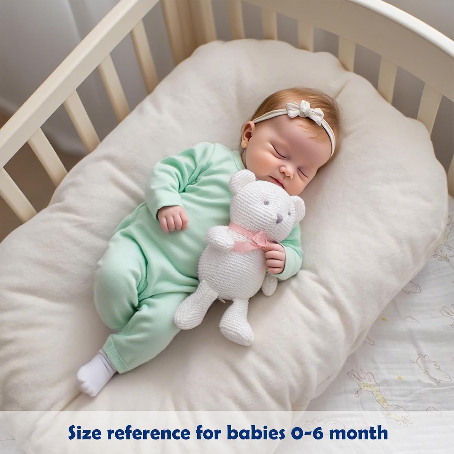 FLUFFYFUN 100% Organic Cotton White Teddy Bear Plush, 6.5" Baby Stuffed Animal for Newborn - Image 5
