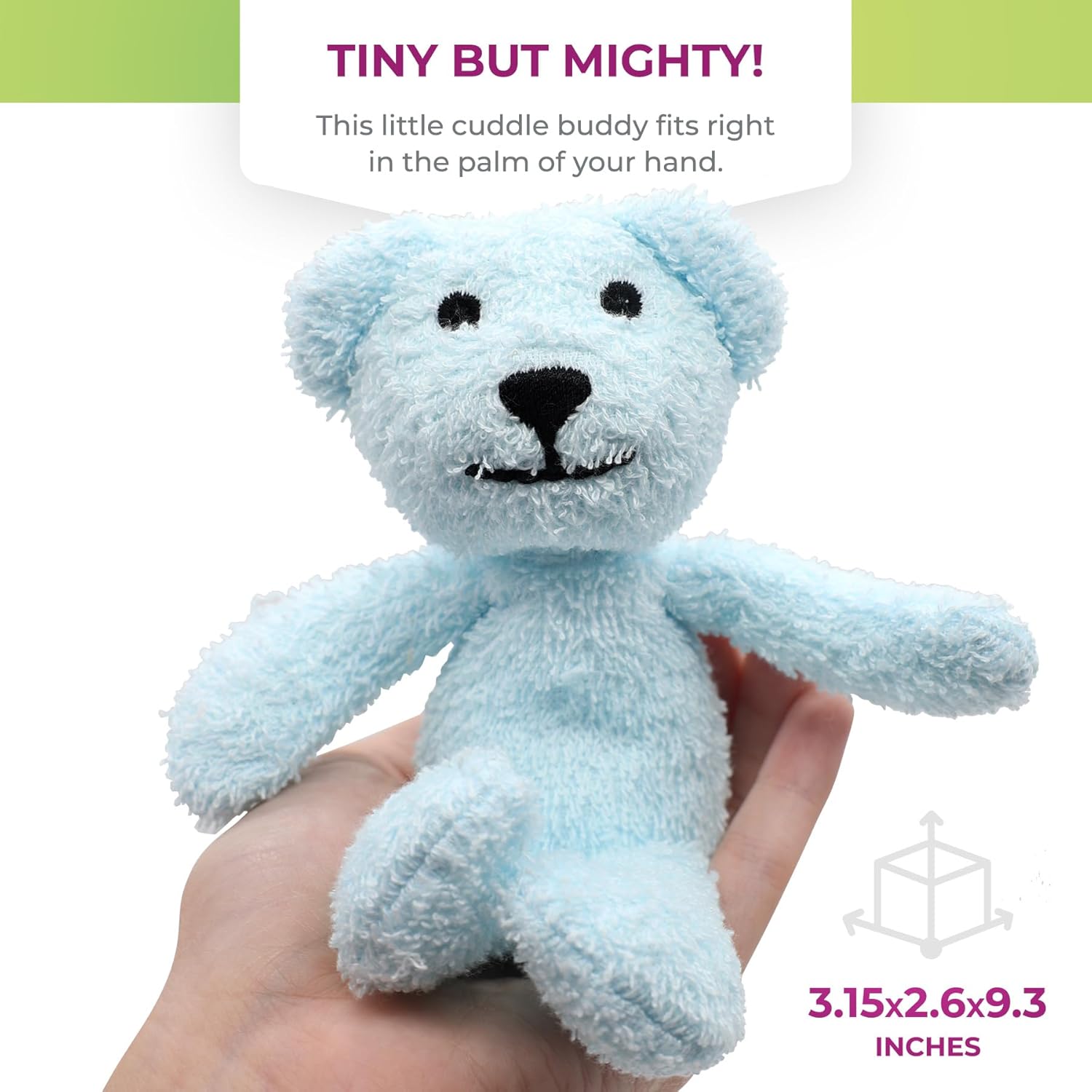Thermal-Aid Zoo Mini — (Buckley the Blue Bear) — Mold-Resistant, Washable Hot & Cold Pack for Kids — Heating and Cooling Pad with Natural Corn Filling — Reusable Plush Toy - Image 5