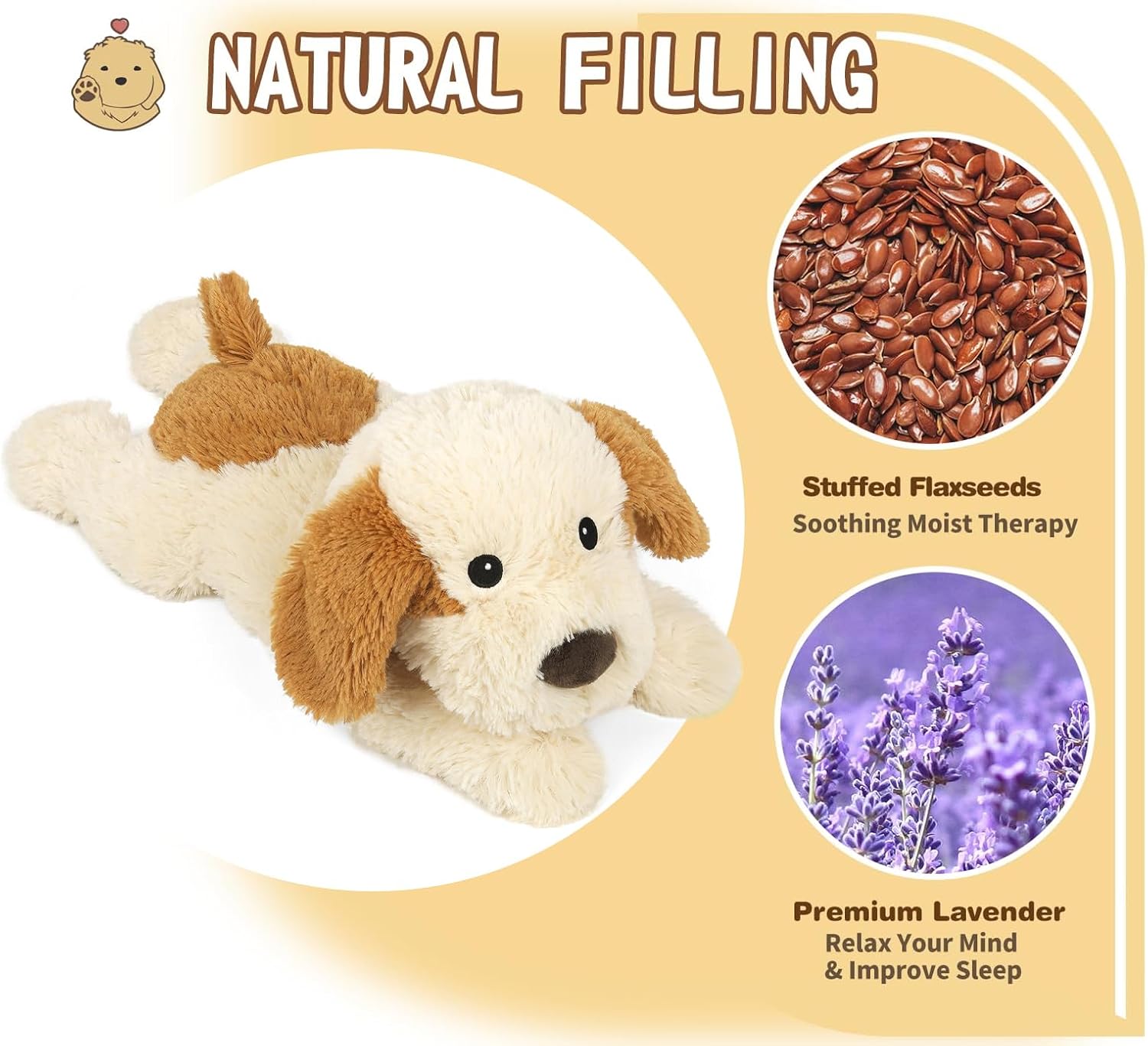 Puppy Stuffed Animals, Microwavable Stuffed Animal Adorable Fluffy Dog Plush for Warmth, Heatable & Coolable Lavender Scent Puppy Plush Toys, Cute Soft Dog Plushies for Kids & Adults Girls Boys Gifts - Image 4