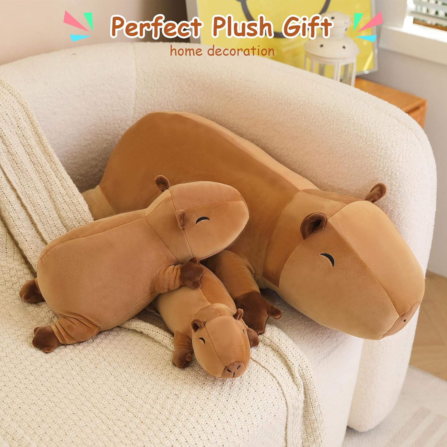 SQEQE Weighted Capybara Plush, Weighted Capybara Stuffed Animal, Cute Plushies Soft Pillow Toy Gift for Kids Adults 9.8 Inch, 0.8 Lbs - Image 6