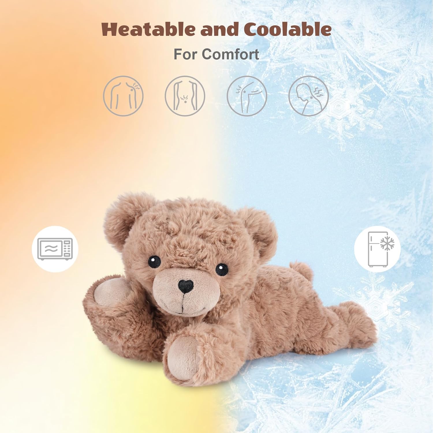 SuzziPals Heatable & Coolable Brown Teddy Bear Stuffed Animal, Microwavable Stuffed Animal Heating Pad for Period Cramps, Stuffed Teddy Bear Plush for Warmth & Comfort, Brown Bear Gifts for Kid - Image 3