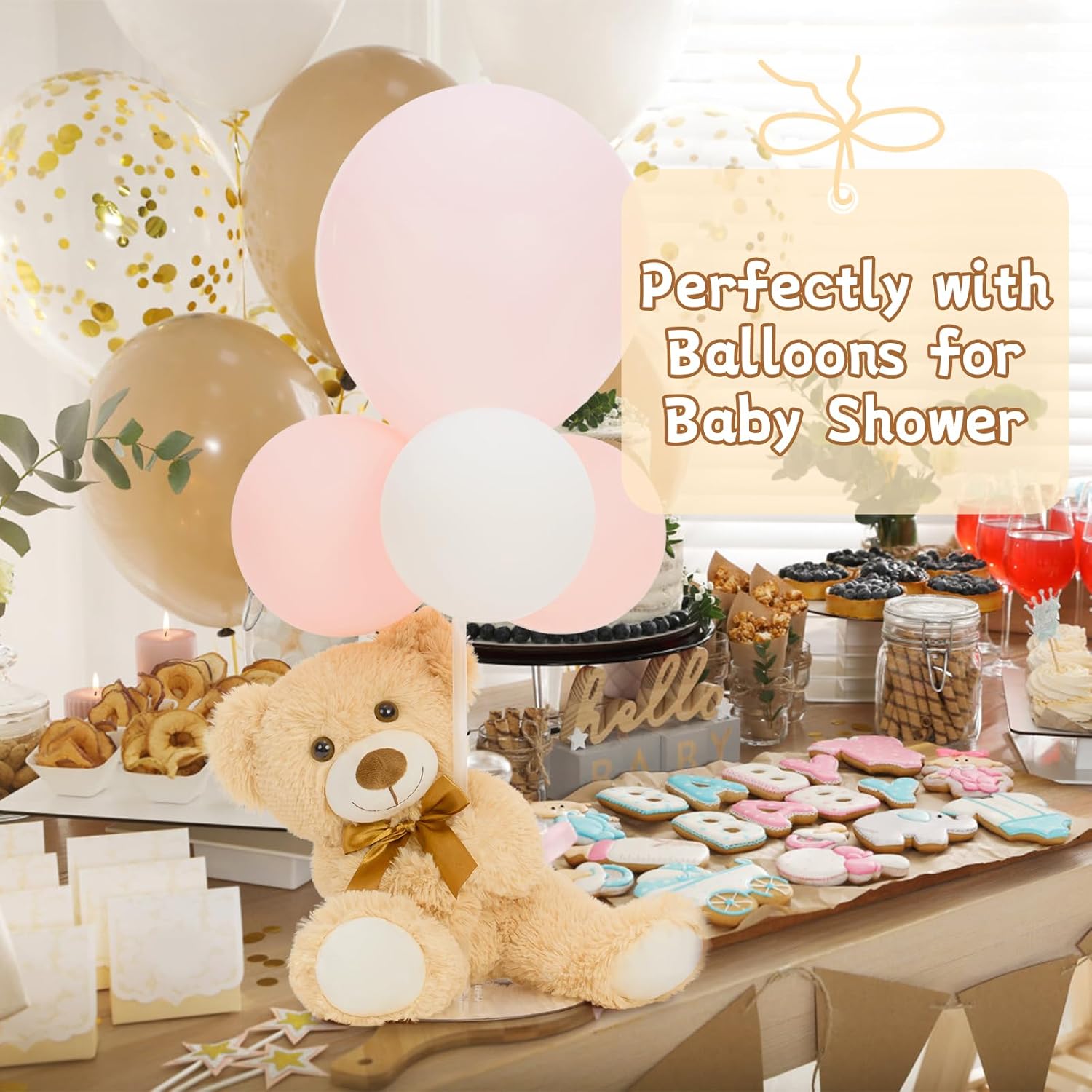MorisMos 14Pcs Teddy Bears Bulk Baby Shower, 14inch Cute Teddy Bear Stuffed Animal Plush, Small Stuffed Bears on Centerpiece Baby Shower, Kids Party Favors, Brown - Image 2