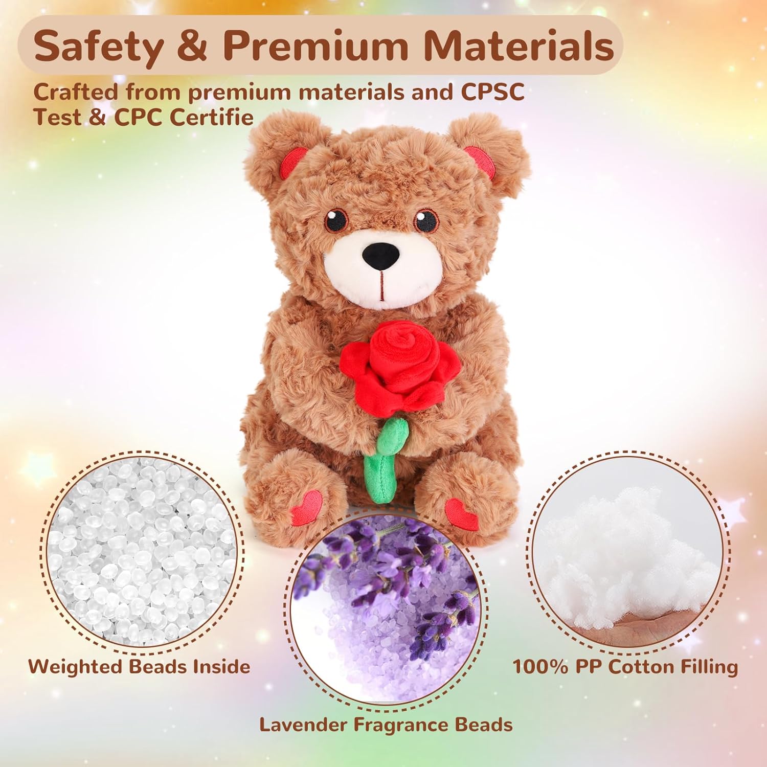 for mom -Soft Stuffed Teddy Bear, Grandma & Her, Weighted Teddy Bear Stuffed Animal with Rose(1.3 lbs), Mother's Day & Birthday & Thanksgiving - Image 4