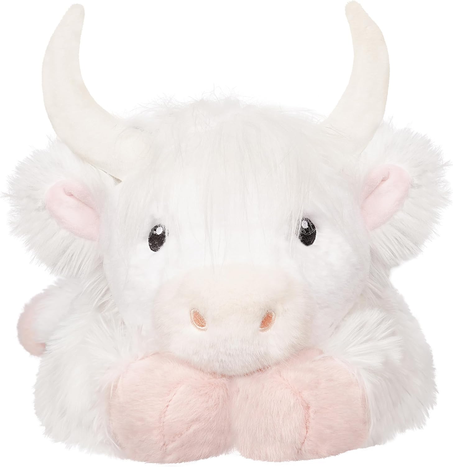 4 lbs Weighted Stuffed Animal Highland Cow Plush Pillow,21" Large Weighted Cow Plush Toy, Soft Fluffy Highland Cow Stuffed Animal for Kids & Adults, Cute Farm Animal Gift (White)