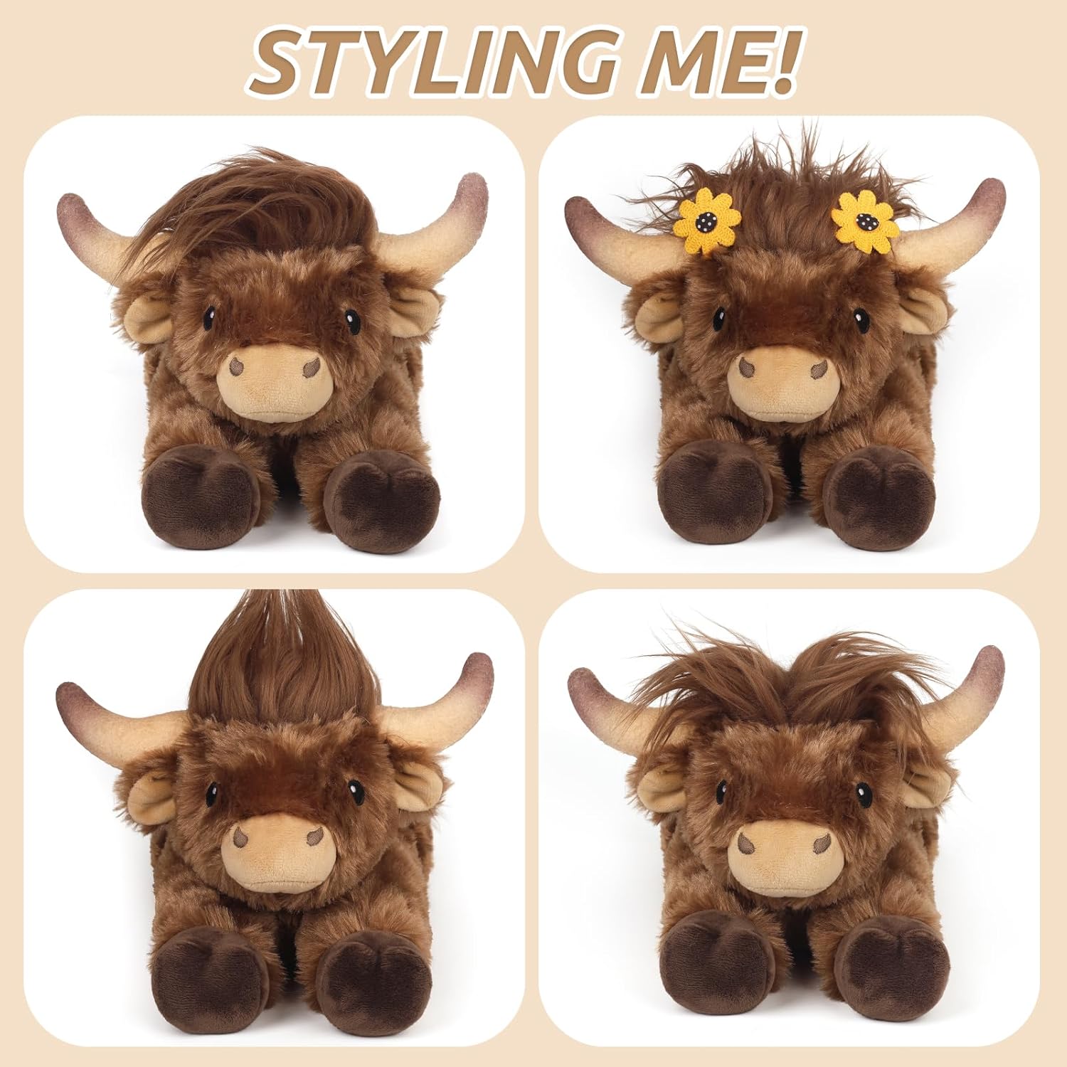 Highland Cow Stuffed Animals, Microwavable Stuffed Animal Adorable Fluffy Highland Cow Plush for Warmth Comfort, Heatable Coolable Lavender Scent Toy, Cute Soft Plushies Gift for Kid Boys Girl & Adult - Image 7