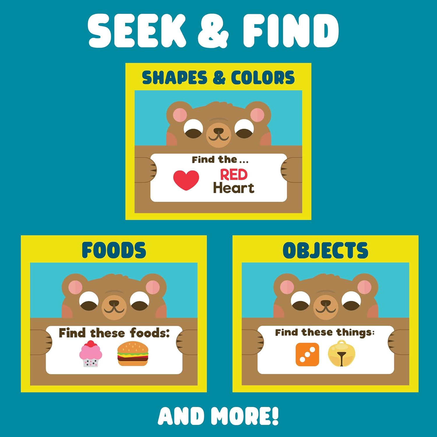 Chuckle & Roar Sensory Seek & Find Scavenger Hunt Bear – Plush Travel Toy with Hidden Objects, 40 No-Reading Challenge Cards, Sensory Activity for Focus & Calm, Toddler Gift Ages 3+ - Image 3