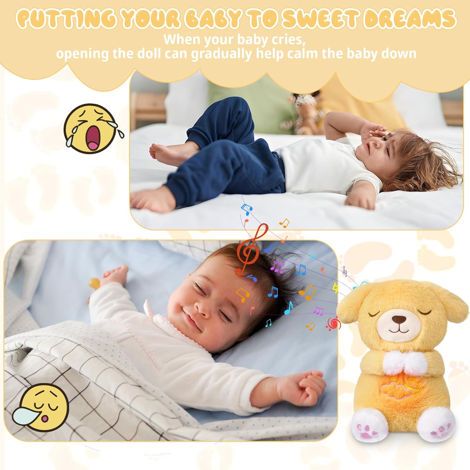 Breathing Stuffed Animal, Stuffed Dog Toy, Soothing Sound Machine with Music Lights & Breathing Motion for Kids Boys Girls - Image 2