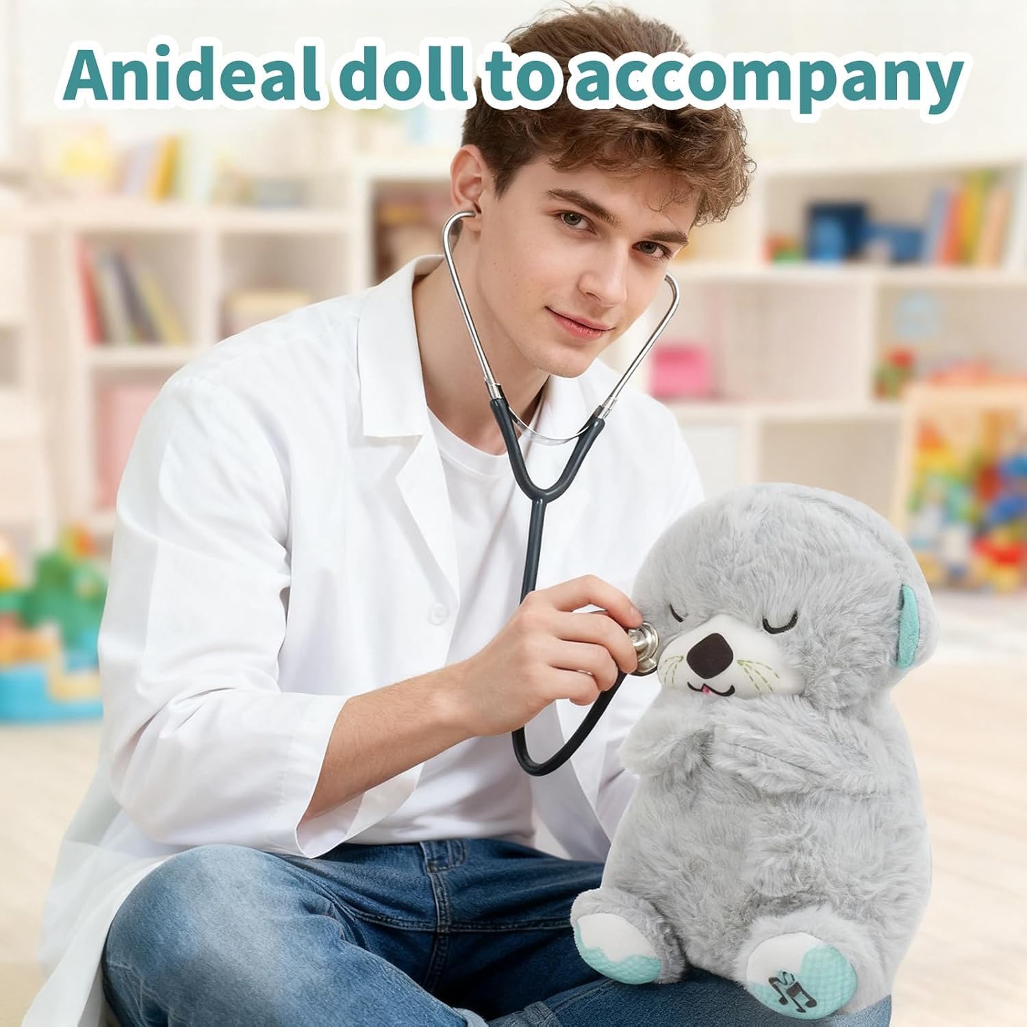 rytopt Breathing Stuffed Animal, No Breathing Movement in Its Abdomen, Simulated Breathing Sounds, 4 Gear Adjustment, Volume Control, Plush Toy with Music & Light - Image 7