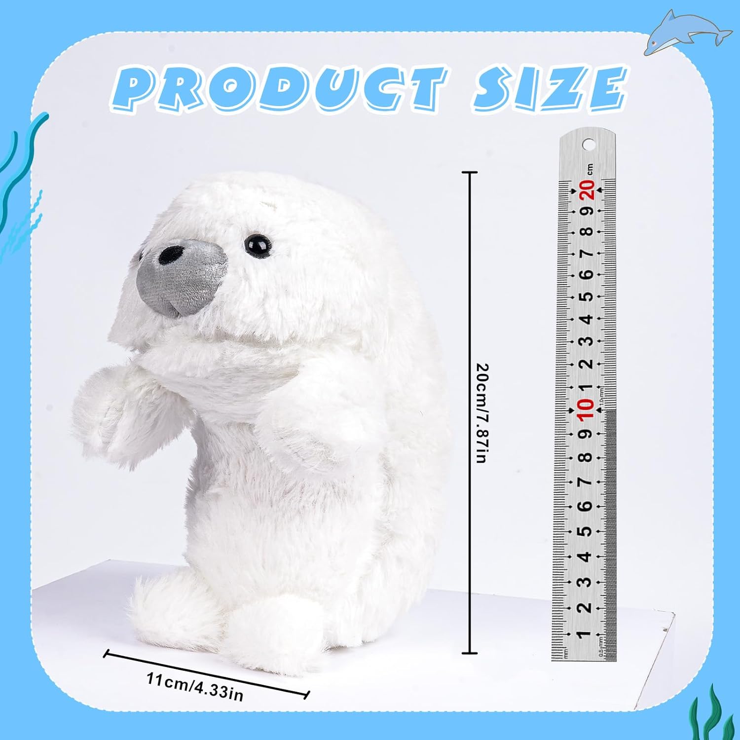 7.8" White Seal Plush – Posture Improvement Desk Buddy – Soft & Supportive Sitting Companion – Cute Stuffed Animal for Office, Study, and Gift - Image 7