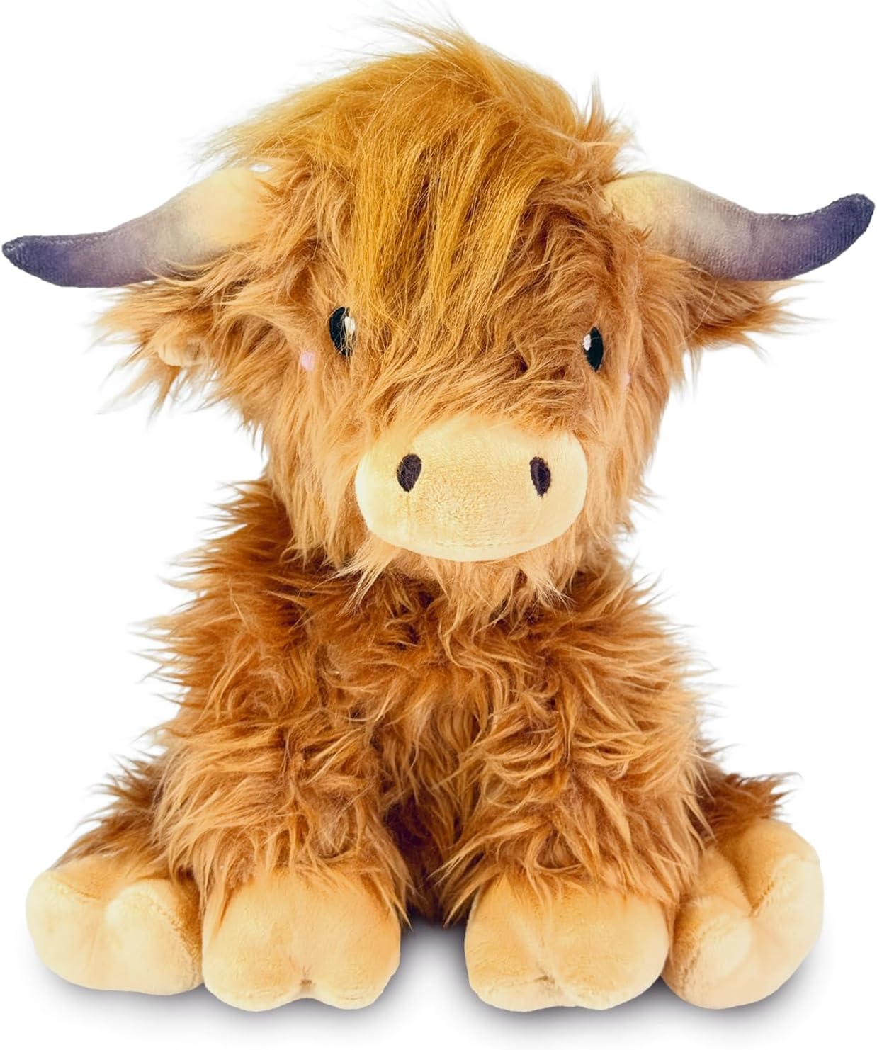 Highland Cow Microwavable Stuffed Animal – 1.5 lb Unscented Heating Pad Plush, Soft Cozy Cute Cow Toy for Relaxation and Comfort, Gift for Women, Girls, Adults & Kids by Happy Fuel