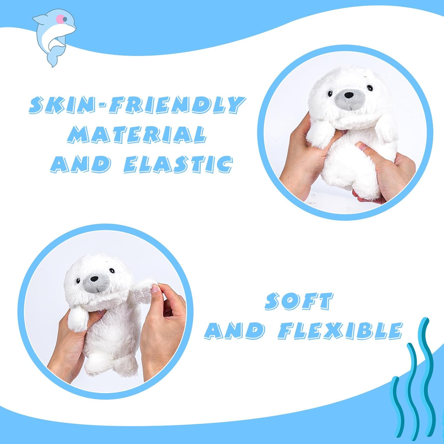 7.8" White Seal Plush – Posture Improvement Desk Buddy – Soft & Supportive Sitting Companion – Cute Stuffed Animal for Office, Study, and Gift - Image 4