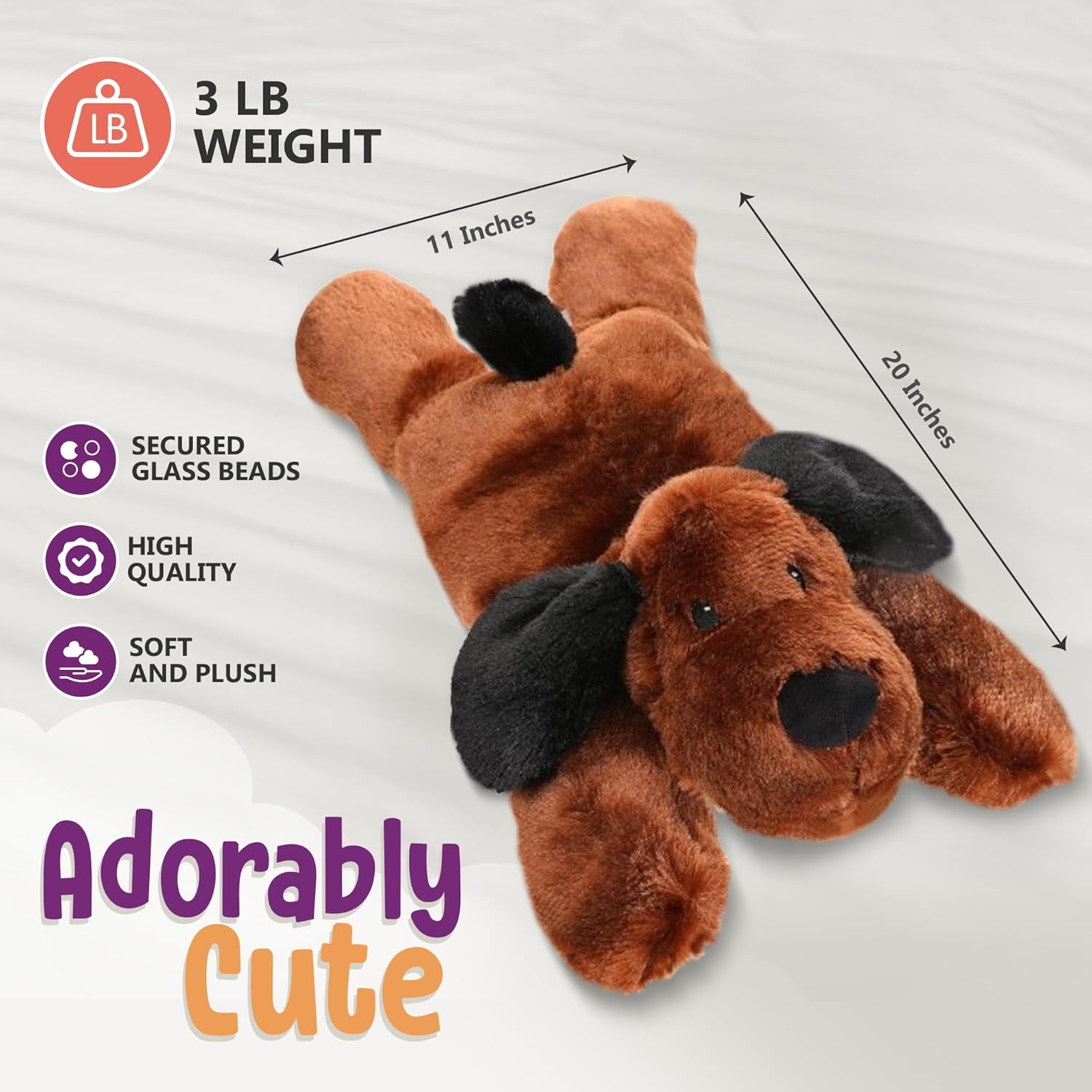 Cuddle Buds 3lbs Weighted Dog Stuffed Animal for Sensory Needs, 20'' Plush Dog, Weighted Stuffed Animals for Adults, Soft Plushie Toy - Image 3