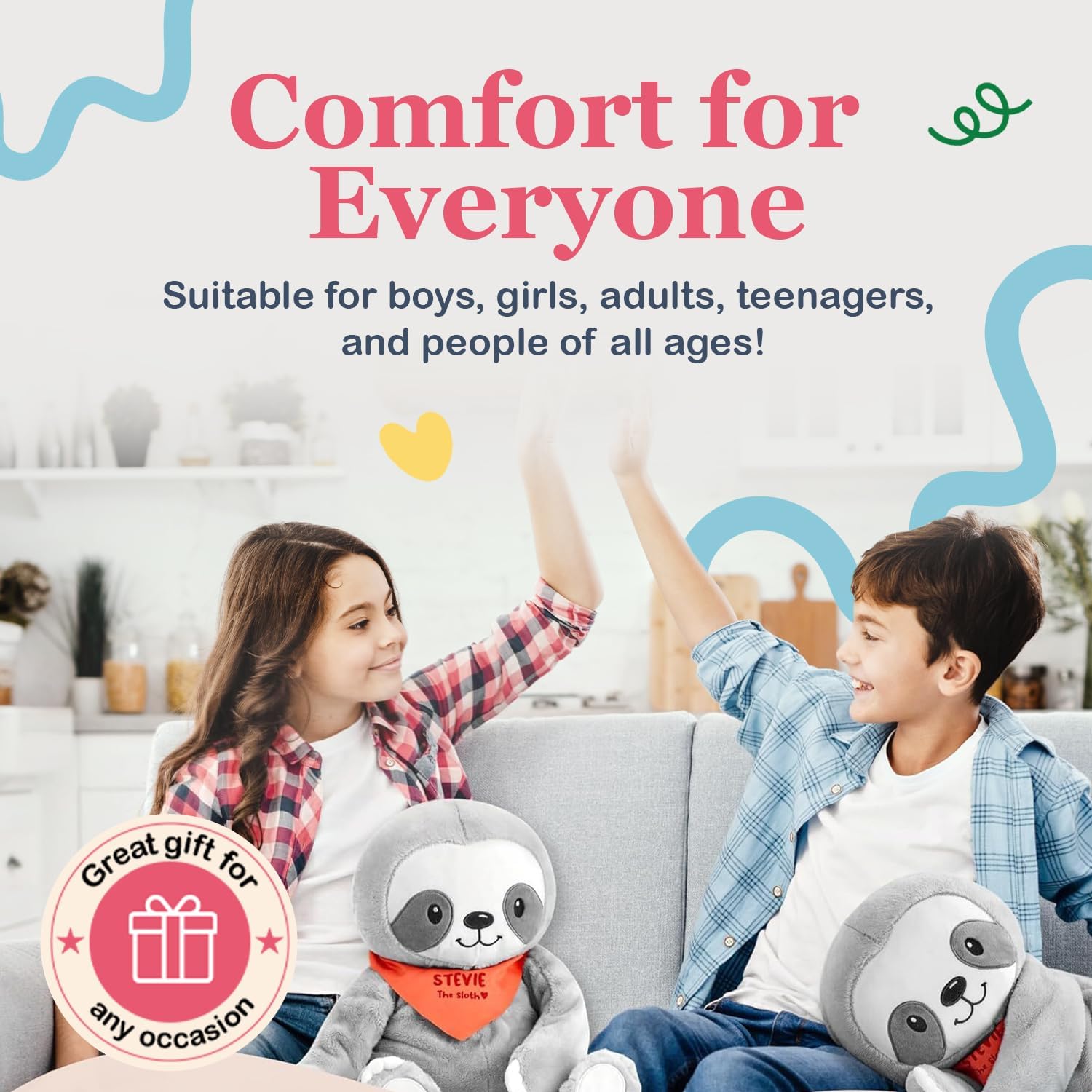 Lilly's Love Weighted Stuffed Animals for Adults & Kids — 5lb Calming Sloth Plush for Anxiety, ADHD & Sensory | Machine Washable Weighted Stuffed Animal w/Removable Insert | Stevie The Sloth - Image 3