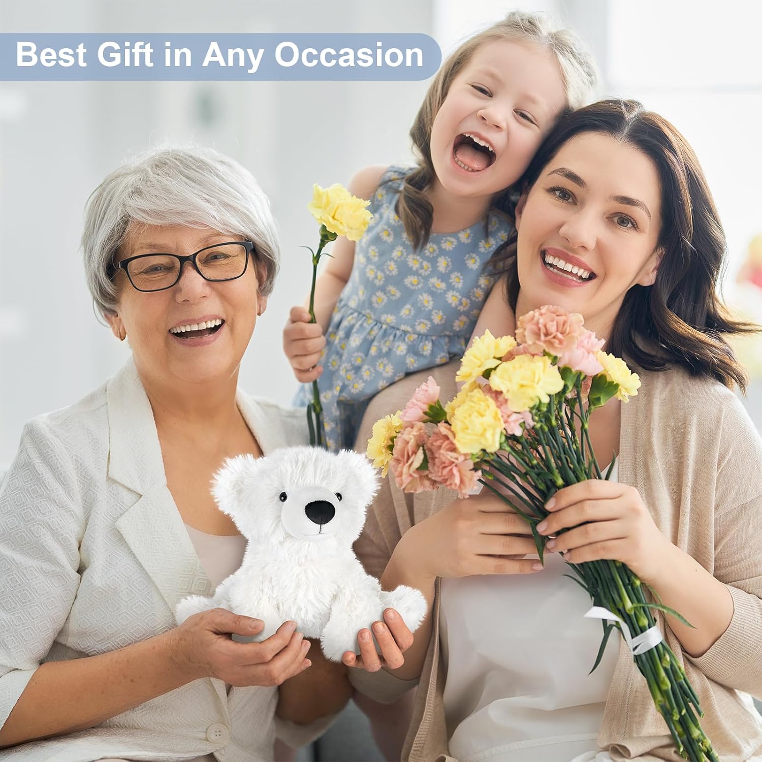 SuzziPals Warming Polar Bear Stuffed Animal, Microwavable Heating Pad for Soothing & Stress Relief, Stuffed Bears Plush Toys with Lavender Scent, Plushies White Bear Gifts Kids & Adults - Image 7