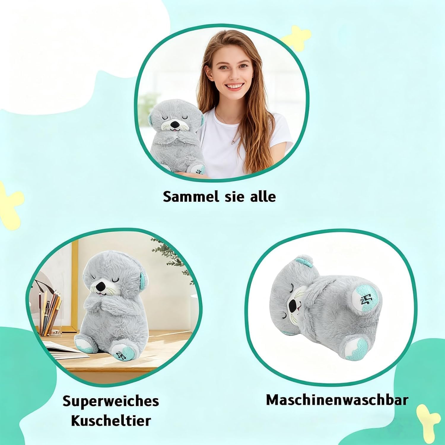 rytopt Breathing Stuffed Animal, No Breathing Movement in Its Abdomen, Simulated Breathing Sounds, 4 Gear Adjustment, Volume Control, Plush Toy with Music & Light - Image 5
