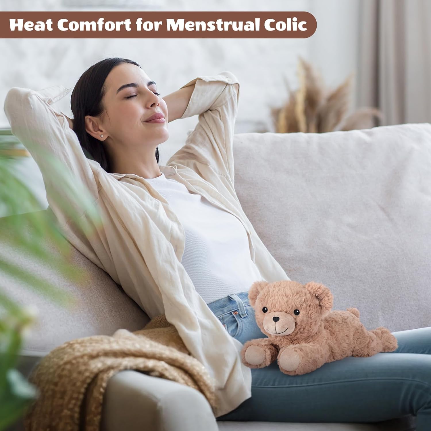SuzziPals Heatable & Coolable Brown Teddy Bear Stuffed Animal, Microwavable Stuffed Animal Heating Pad for Period Cramps, Stuffed Teddy Bear Plush for Warmth & Comfort, Brown Bear Gifts for Kid - Image 4