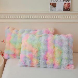 LIFEREVO 2 Pieces Fluffy Faux Rabbi...