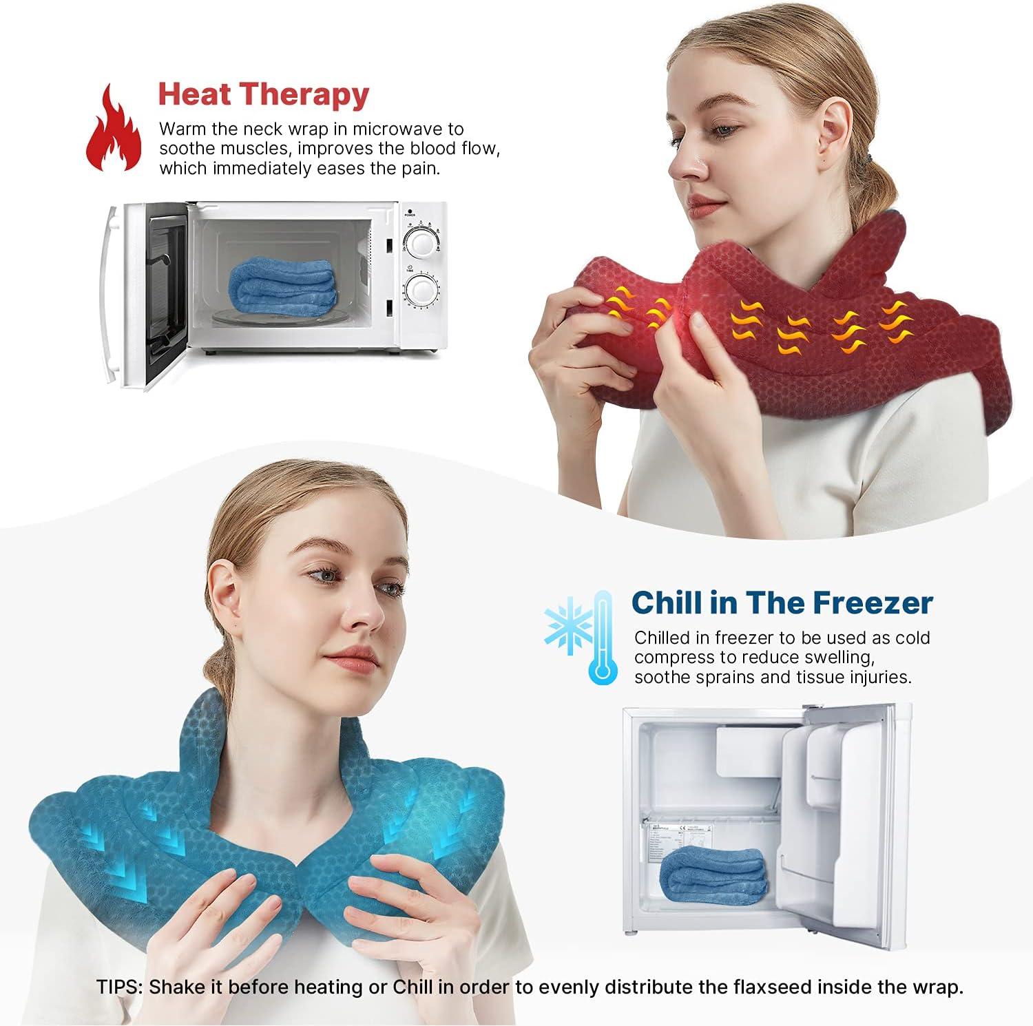 MORLIDEN Neck Heating Pad Microwavable for Shoulders, Warmer Wrap Microwave Heating Pad for Neck and Shoulders for Pain Relief (Light Blue) - Image 5
