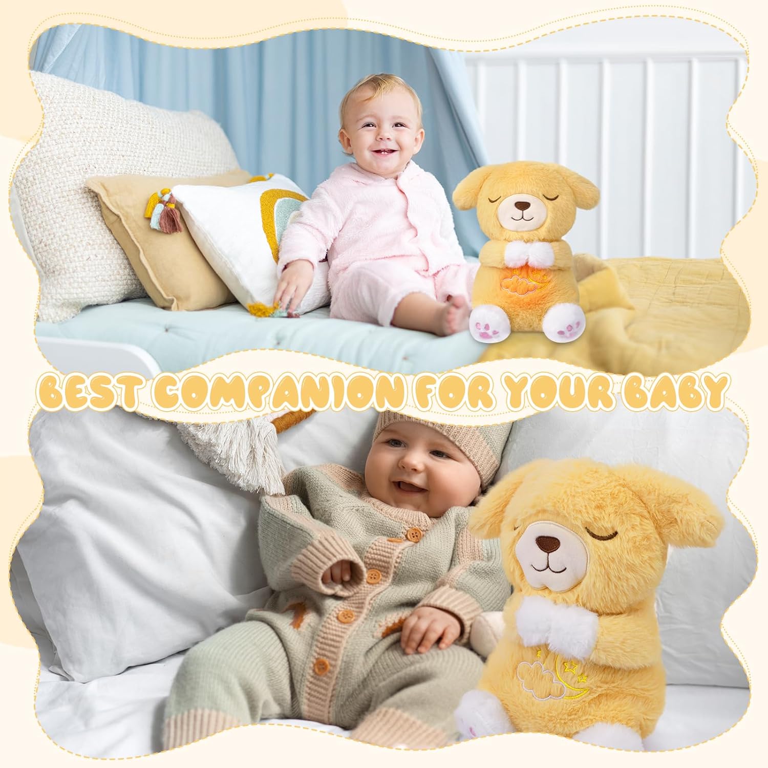 Breathing Stuffed Animal, Stuffed Dog Toy, Soothing Sound Machine with Music Lights & Breathing Motion for Kids Boys Girls - Image 4