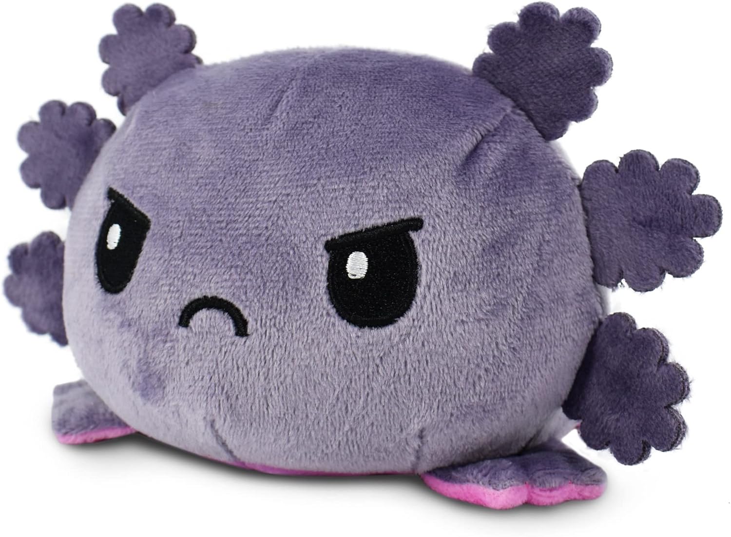 TeeTurtle - The Original Reversible Axolotl Plushie - Gray + Rainbow - Cute Sensory Fidget Stuffed Animals That Show Your Mood - Image 2