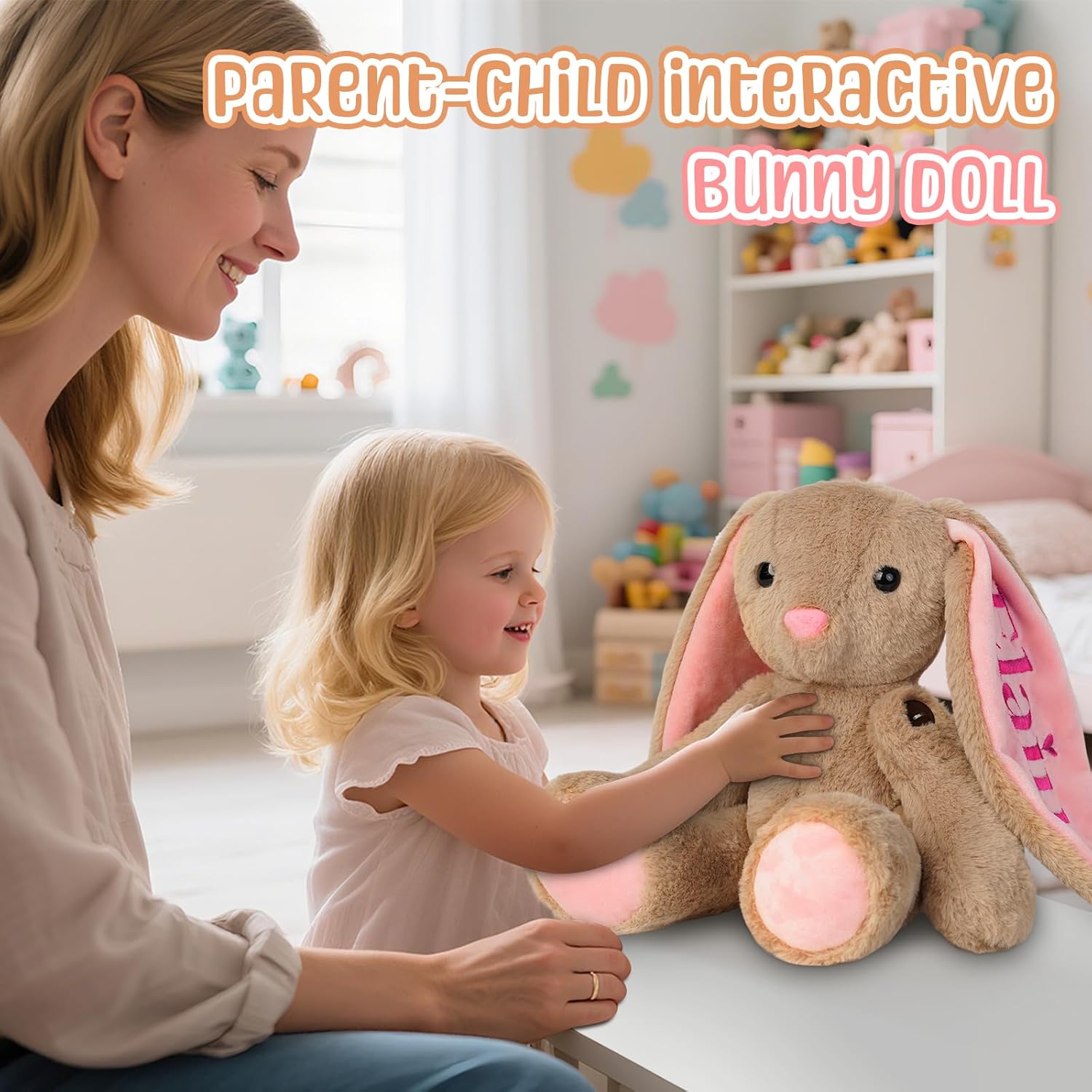 Personalized Bunny Plush for Kids Custom Bunny with Embroidered Name, Stuffed Animal for Toddler 1-3+ Girls Boys Bunnys Plush Toys Personalized Baby Newborn Kids Gifts for First Birthday Easter - Image 2