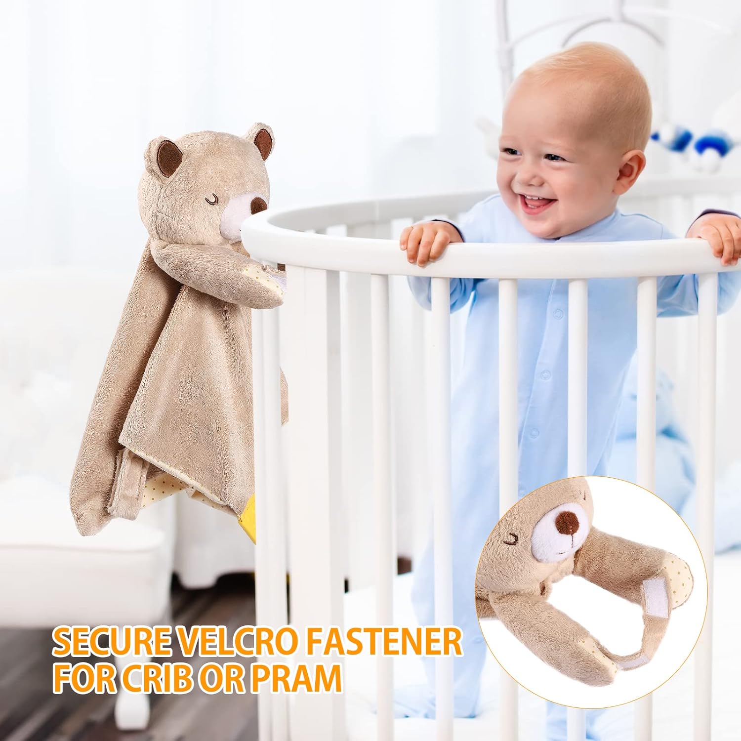 BEREST Rechargeable Baby Cry Sensor Sleep Soother Heartbeat Bear Lovey Blanket Comforter Toy, Help Newborns Go to Sleep Faster & Stay Asleep Longer, Great Nursery Decor Infants Shower Gifts - Image 6