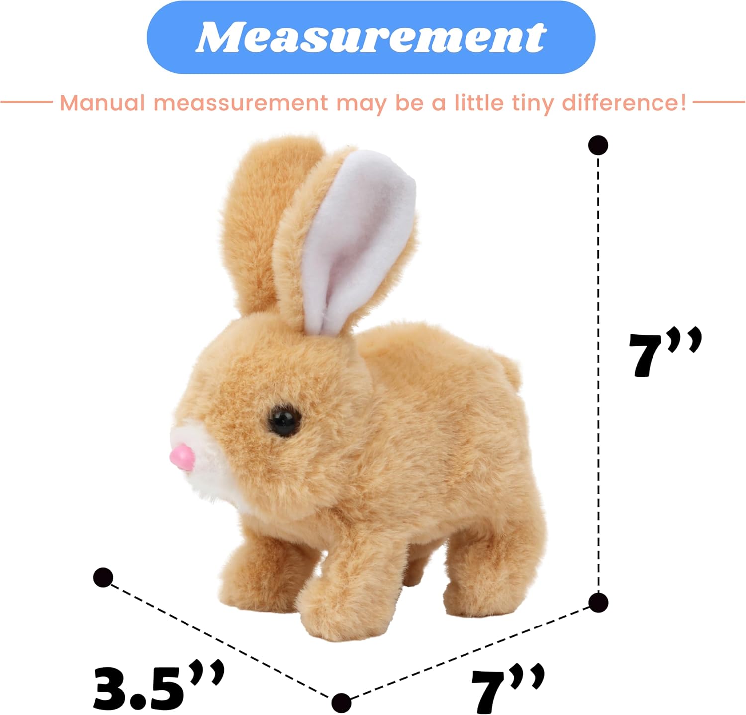 Hopearl Hopping Rabbit Interactive Electronic Pet Plush Bunny Toy with Sounds and Movements Animated Walking Wiggle Ears Twitch Nose Gift for Toddlers Birthday, Brown, 7'' - Image 2