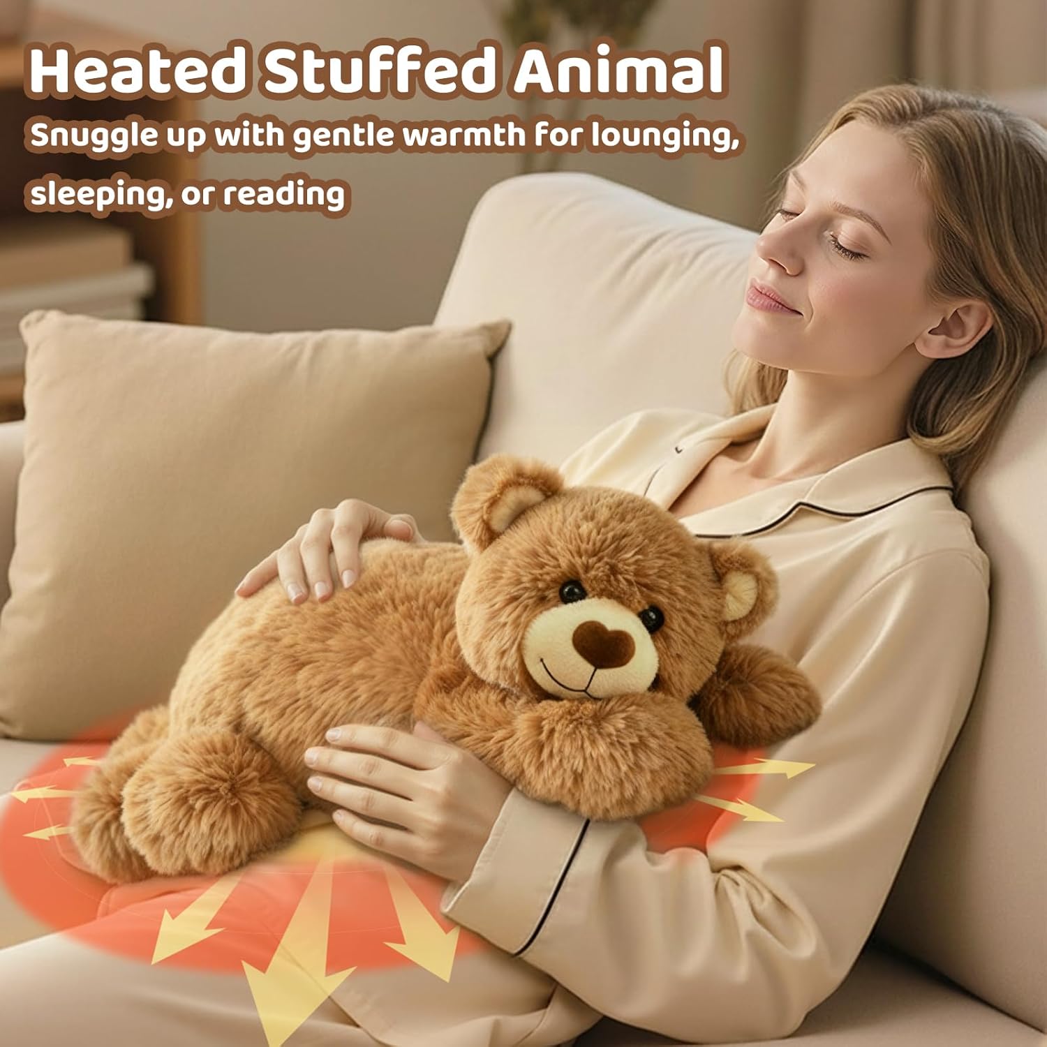 Mewaii Weighted Stuffed Animals for Adults & Kids, 2-5 lbs - 23" Heatable Coolable Bear Plush, Microwavable Adjustable Removable Inner Pad, Realistic Hug Comfort Gift (Brown) - Image 6