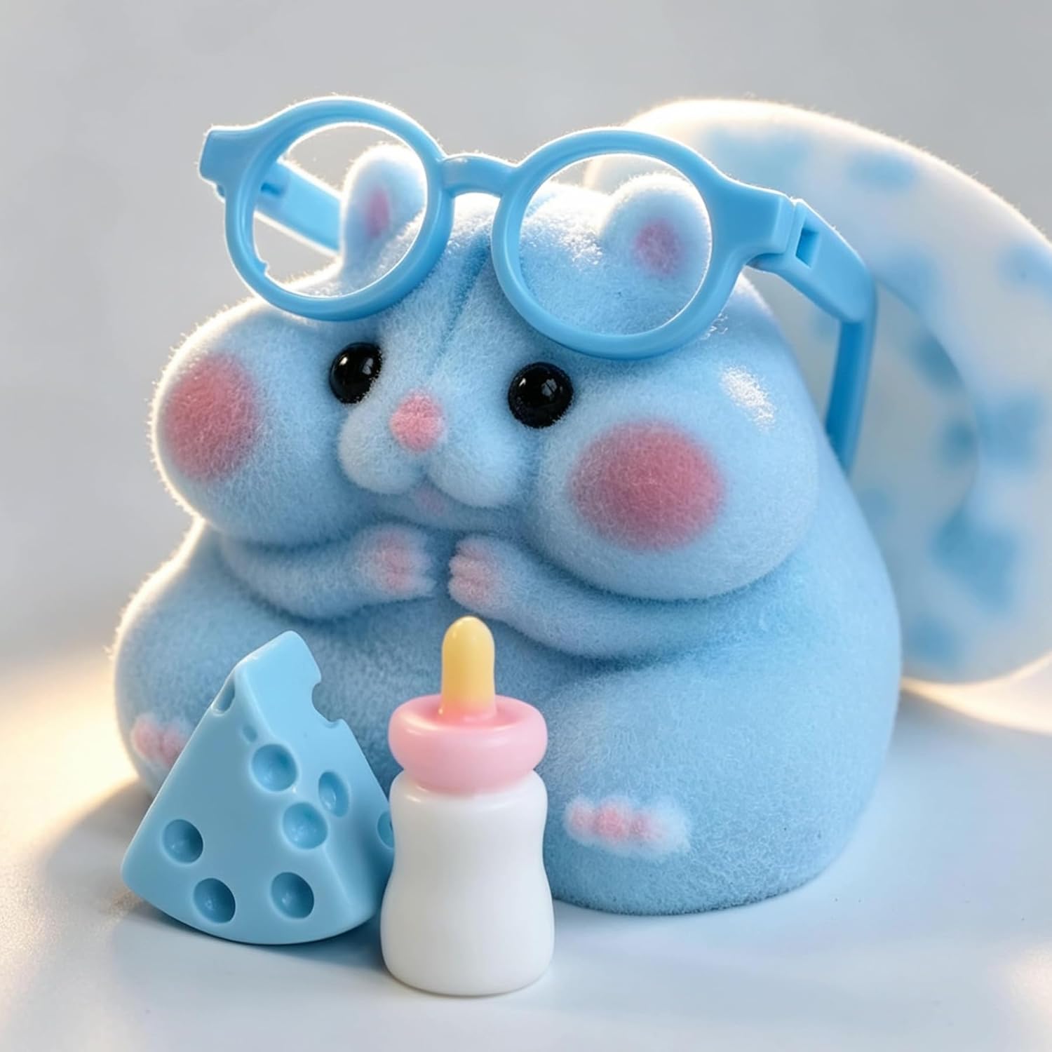 Handmade Taba Squishy Hamster Toy, Cute Squishy Hamster Fidget Toy, Realistic Hamster Toy, Soft Silicone Mochi Furry Toy, Stress Relief Gift for Adults & Kids, Sensory Anxiety Plushie (Blue) - Image 3