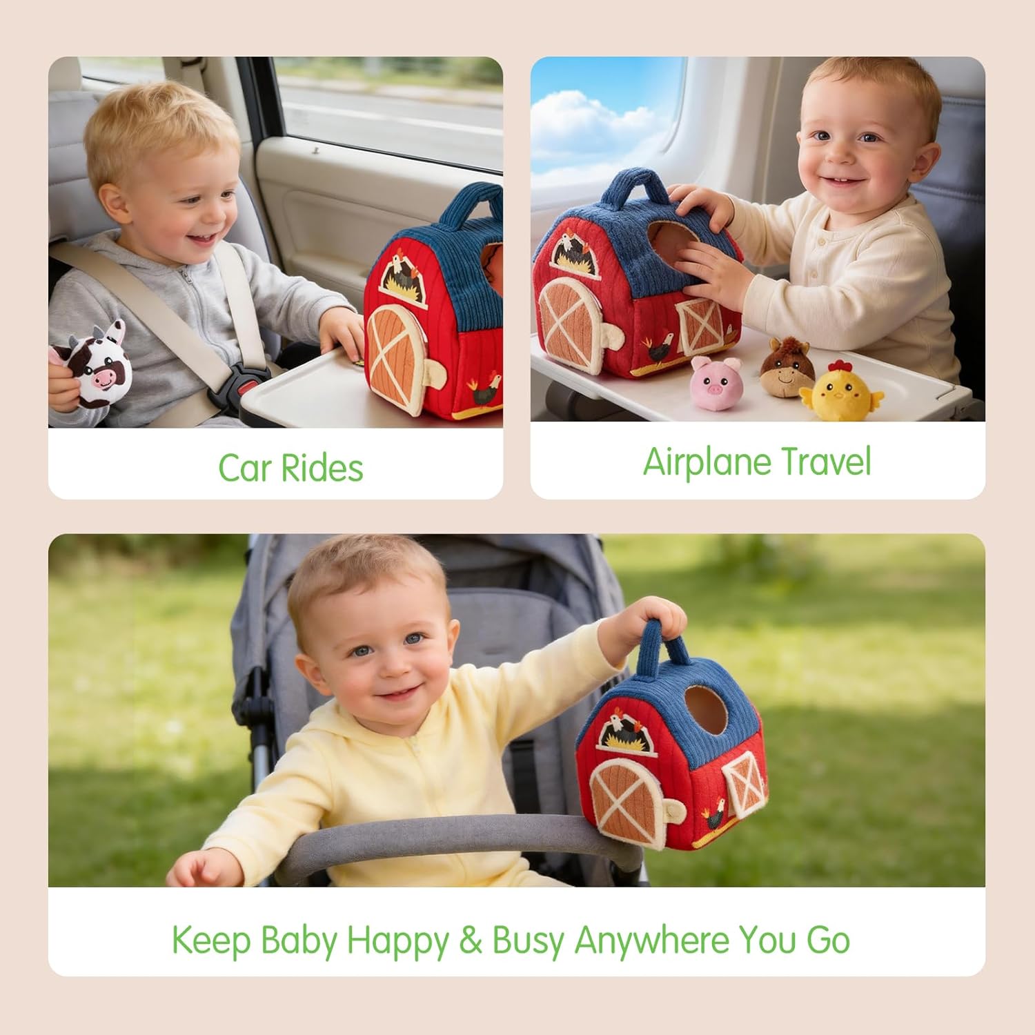 hahaland Baby Toys 6-12 Months - Surprise Barn Stuffed Farm Animals, Rattle, Crinkle, Mirror, Montessori Toys for 6 Month Old Sensory Balls 1-3, Baby Boy Gifts, Farm Plush Toys for Babies Travel Toy - Image 10