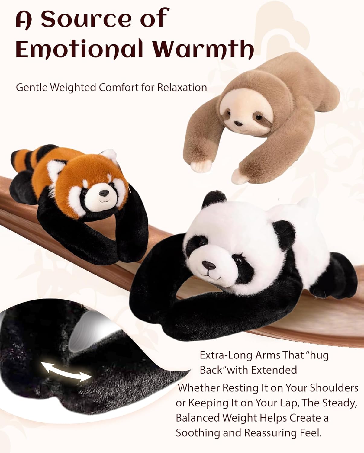 Weighted Stuffed Animal, Weighted Hugging Stuffed Animal with Extra-Long Hugging Arms, Soft Huggable Stuffed Animal for Relaxation and Comfort, For Home, Work & Travel (Panda, 11.8'') - Image 4