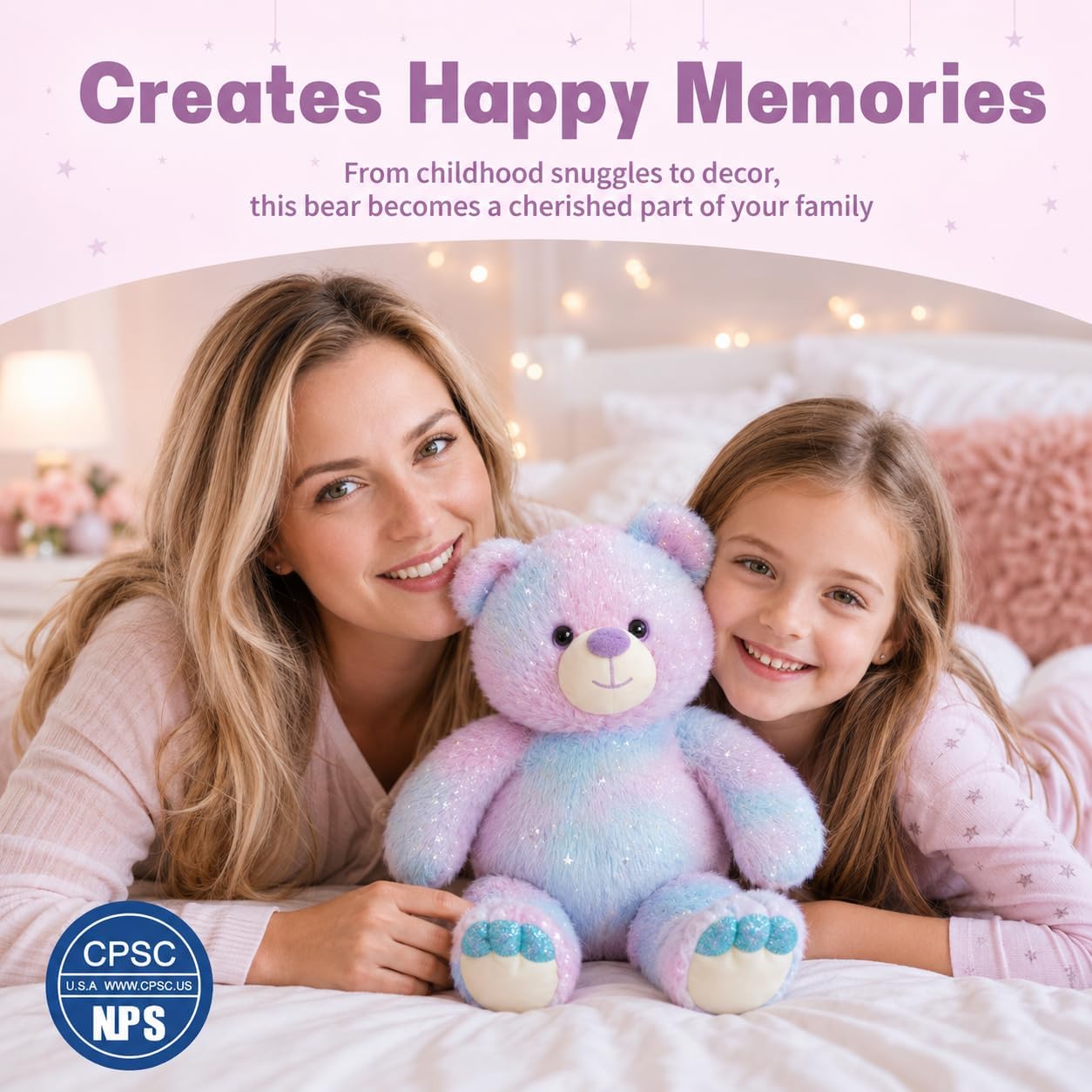 Tezituor Stuffed Teddy Bear,Rainbow Bear Plush Toys,13.78in Cute Cozy Bears Stuffed Animal, Valentines Bear Plushies,Stuffies for Girlfriend,Kids,Christmas,Birthday Gifts,Huggable (Blue Purple) - Image 4