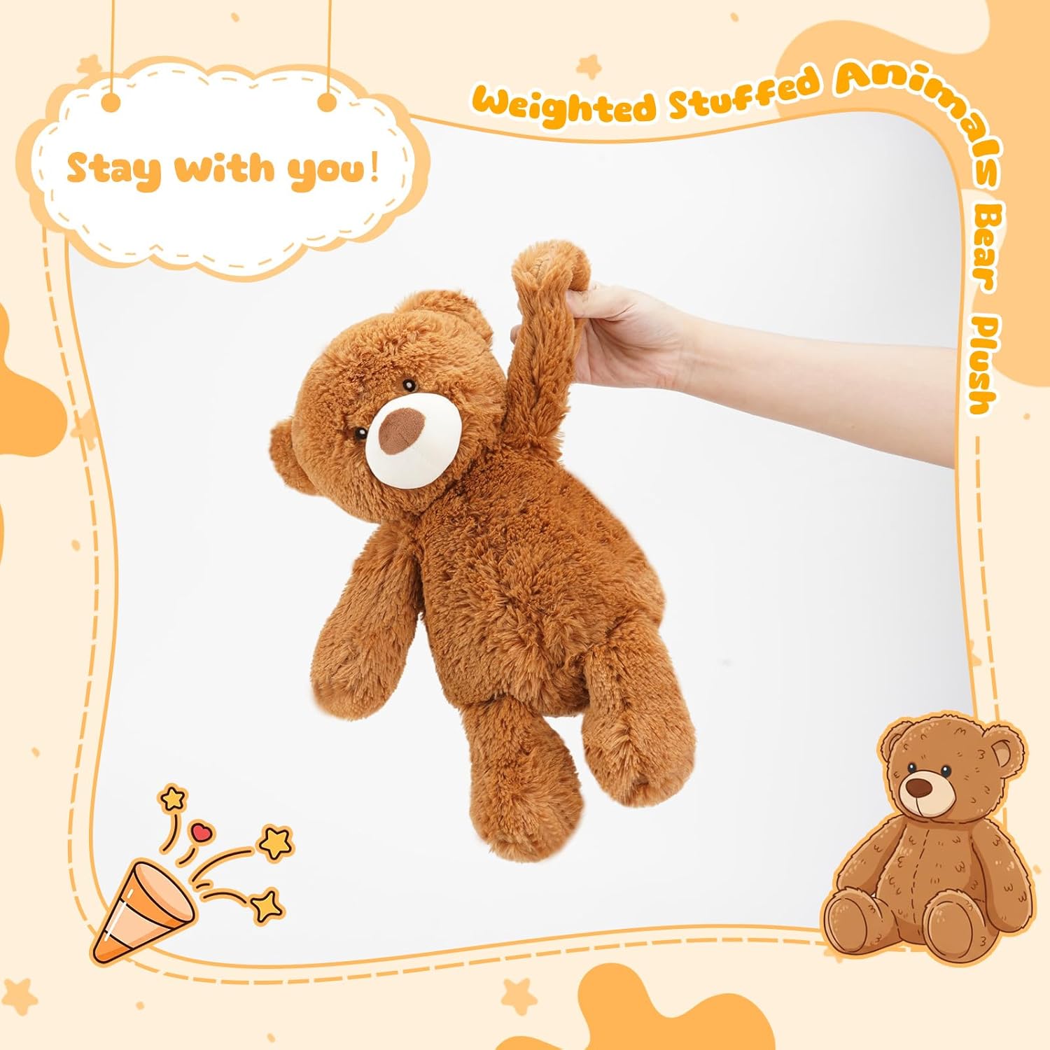 Finebee Weighted Stuffed Animals Bear Plush Heated Microwavable Weighted Plushise Stuffy Lavender Scented Bear Stuffed Animal Calming Gift for Kids and Adults - Image 6