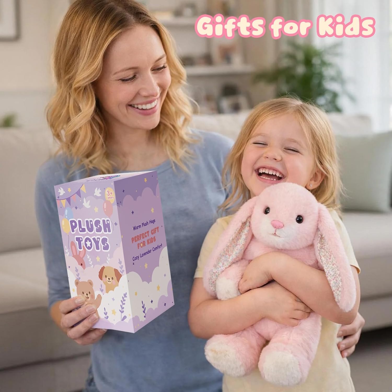 Easfan Weighted Stuffed Animals, Heated & Coolable Weighted Plush Toy Microwavable Lavender Scented Toys Cute Soft Plushies, Bunny Gifts for Adults & Kids,12 inch - Image 6