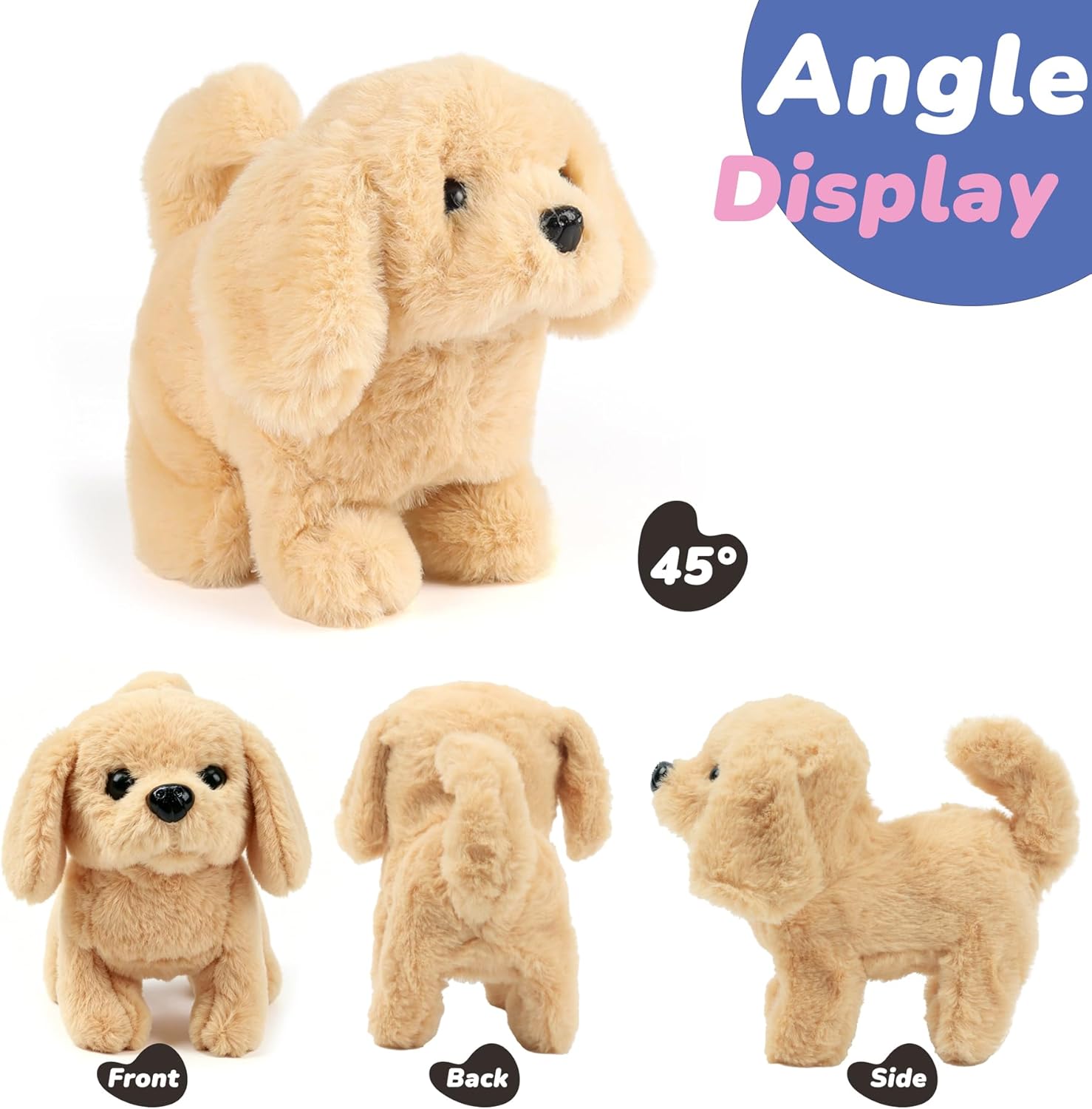 Hopearl Walking Dog Golden Retriever Interactive Electronic Pet Plush Toy Puppy Woof and Moving Animated Nodding Head Gifts for Toddlers Birthday, Brown, 7'' - Image 3