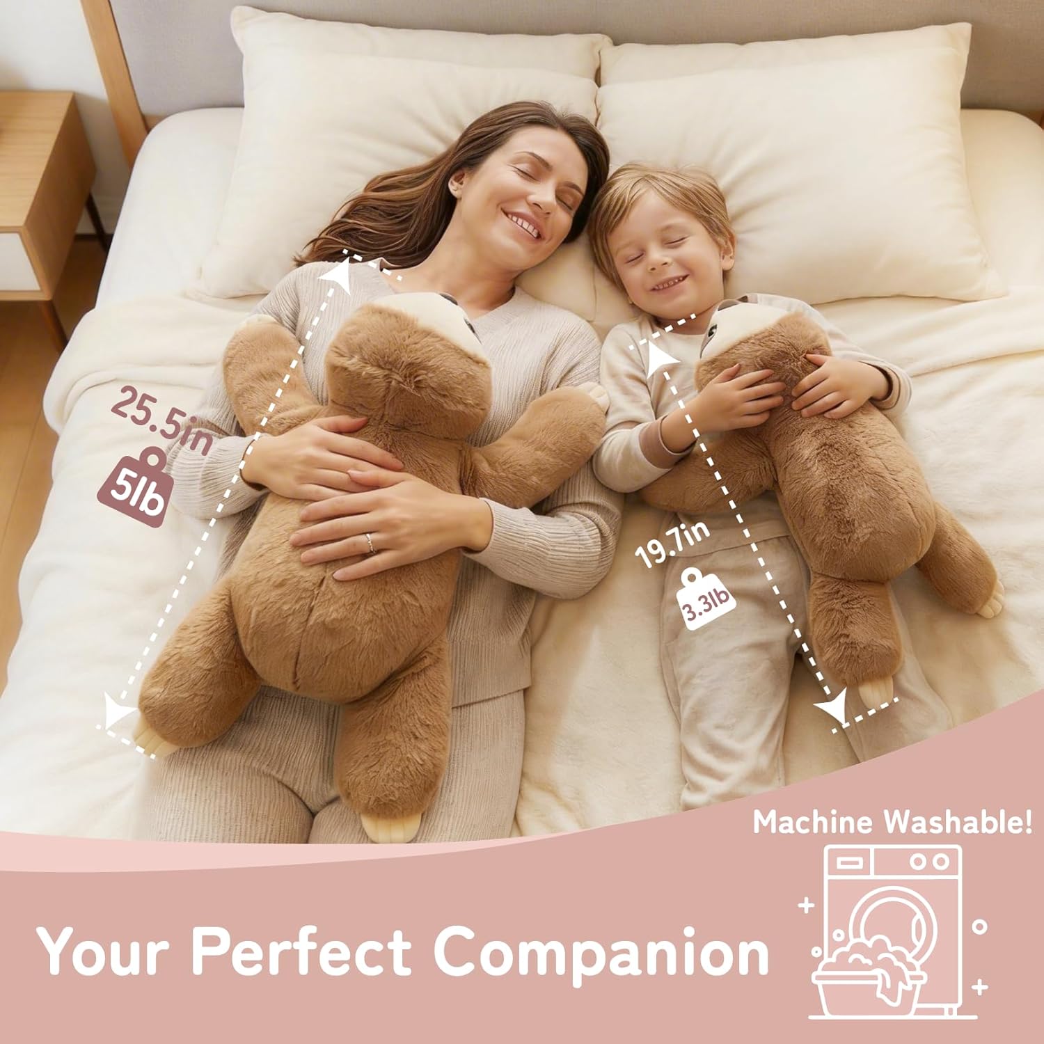 Niuniu Daddy 20" | 3.3 Pound Weighted Sloth Stuffed Animal Plushie for Adults & Kids, Large Weighted Lap Pillow for Comfort, Soft Sensory Stuffy Toy as Gift for Holidays - Image 4