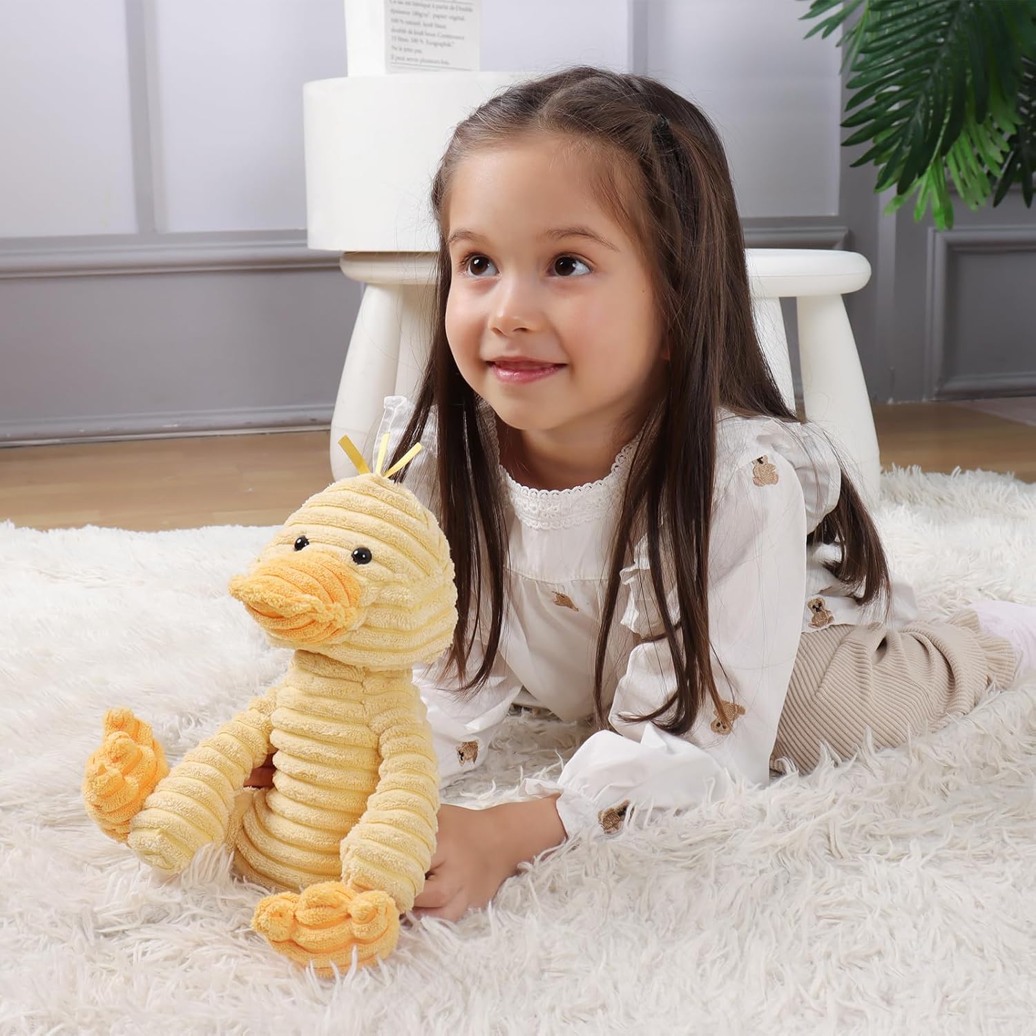 Apricot Lamb Toys Plush Corduroy Duck Stuffed Animal Soft Cuddly Perfect for Child (Corduroy Duck, 9 Inches) - Image 3