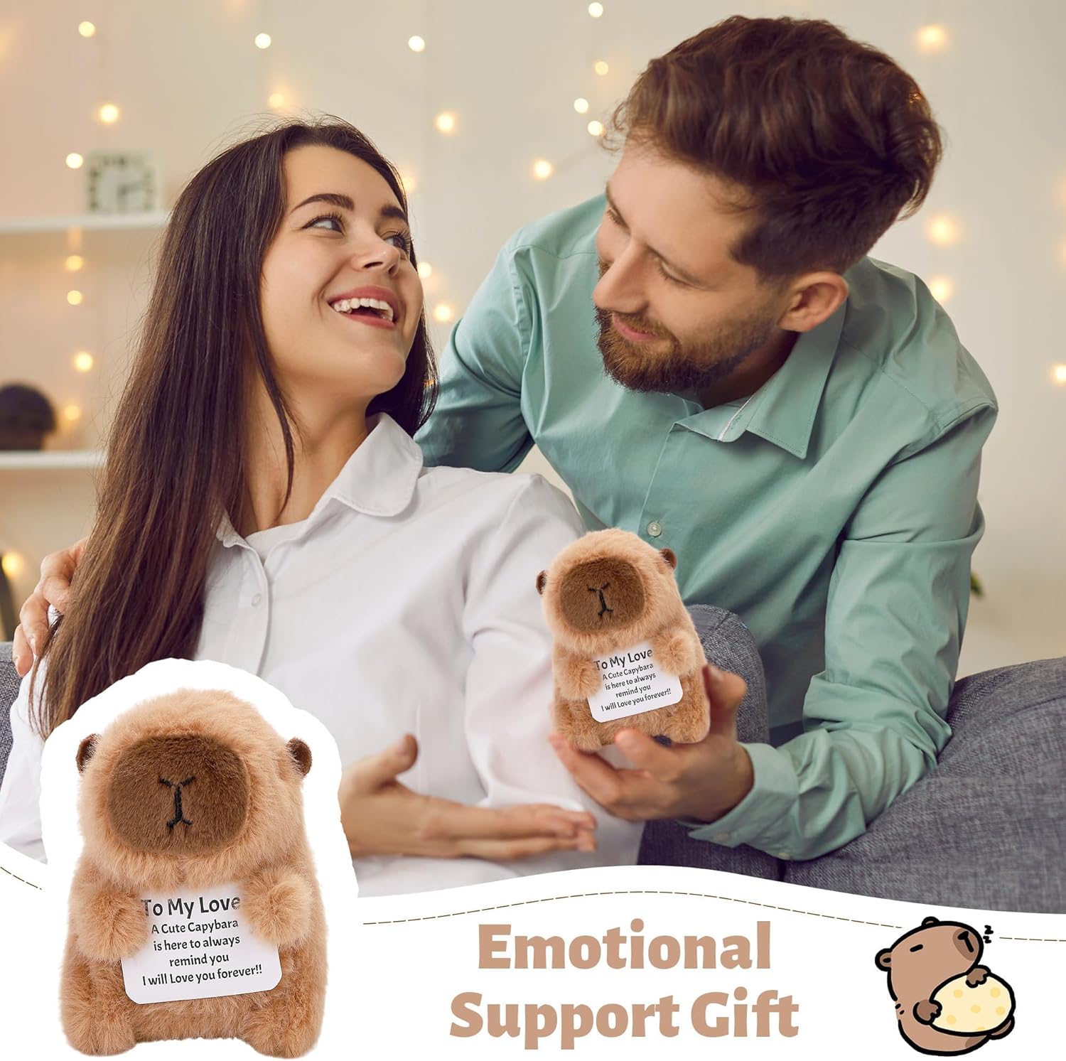 Valentine’s Day Gift Capybara Plush for Girlfriend, Boyfriend, Husband, Wife – Funny Handmade Stuffed Animal with to My Love Message Card for Anniversary, Wedding, Birthday - Image 4