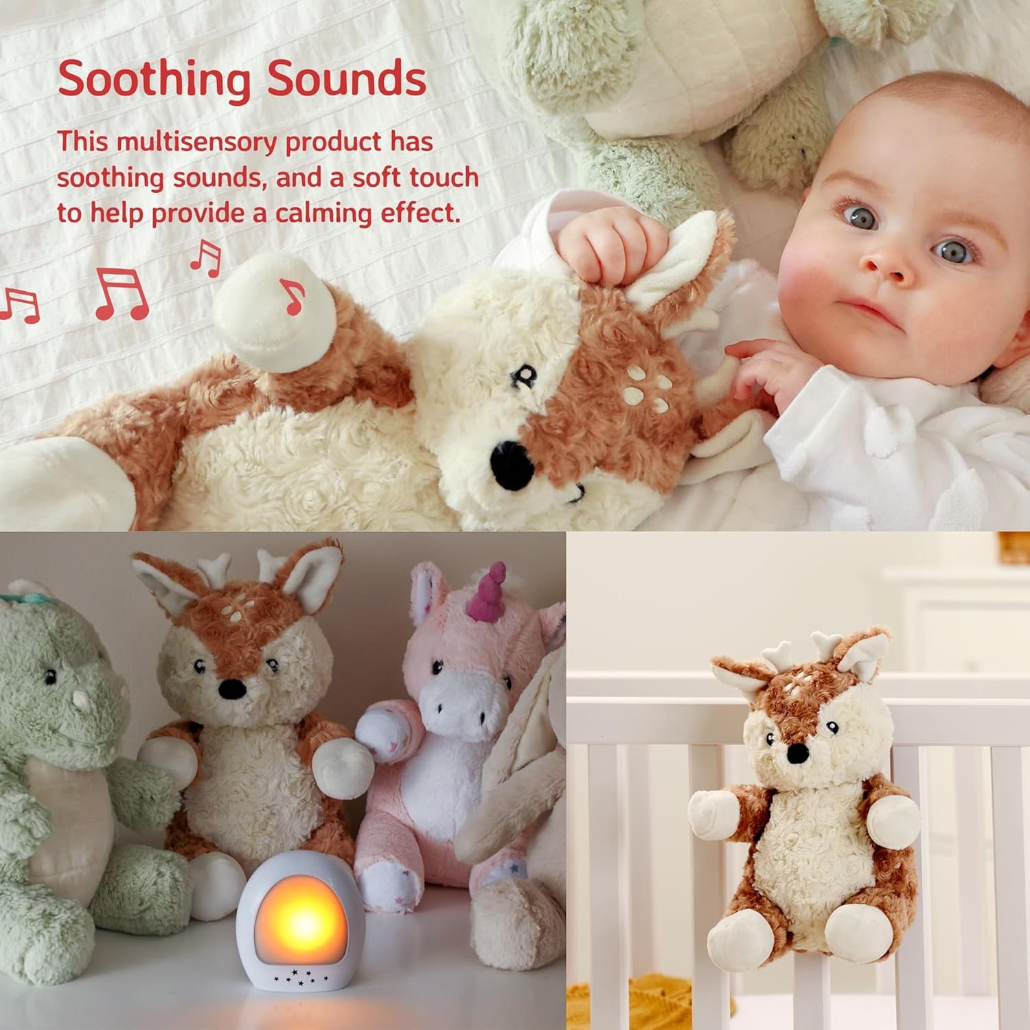 Cloud b Sound Machine with White Noise Soothing Sounds | Cuddly Stuffed Animal & Nomadic Nightlight | Record Parent Voice | Adjustable Settings and Auto-Shutoff | LoveLight Buddies - Finley Fawn - Image 3